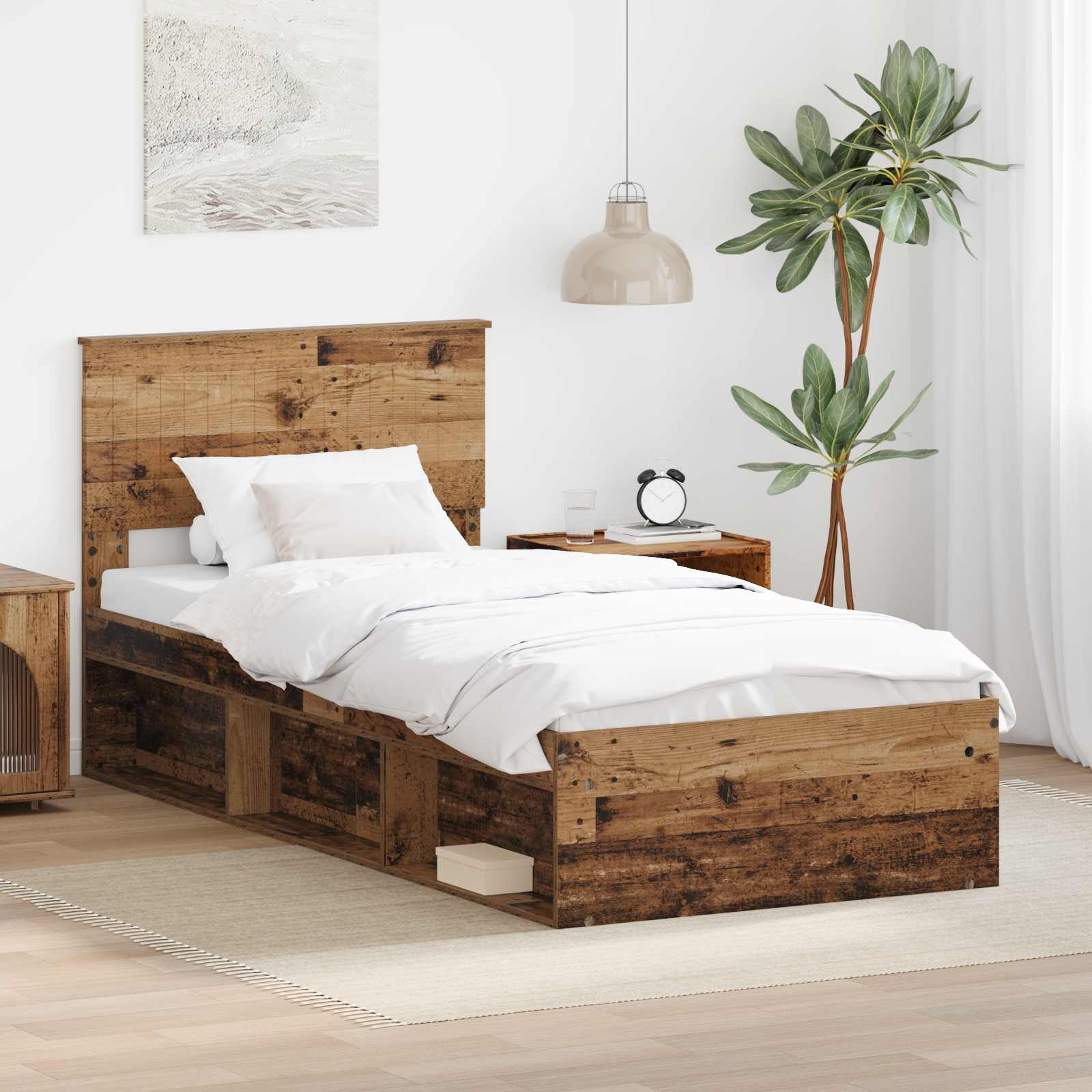 Bettrahmen Altholz 90 x 200 cm Massives Kiefernholz