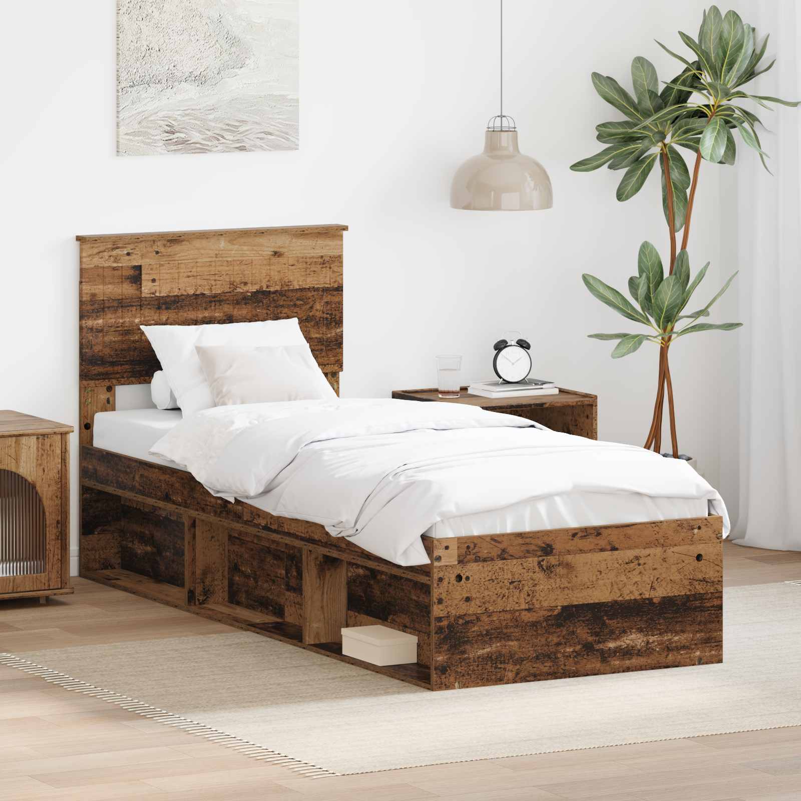 Bettrahmen Altholz 75 x 190 cm Massives Kiefernholz