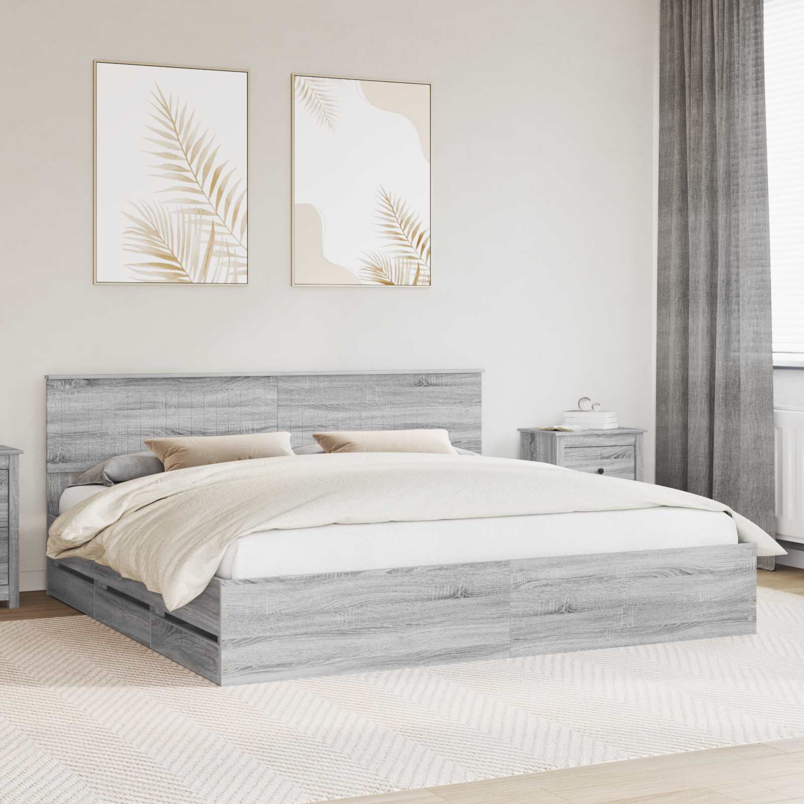 Bettrahmen Graues Sonoma 200 x 200 cm Ingenieurs Holz