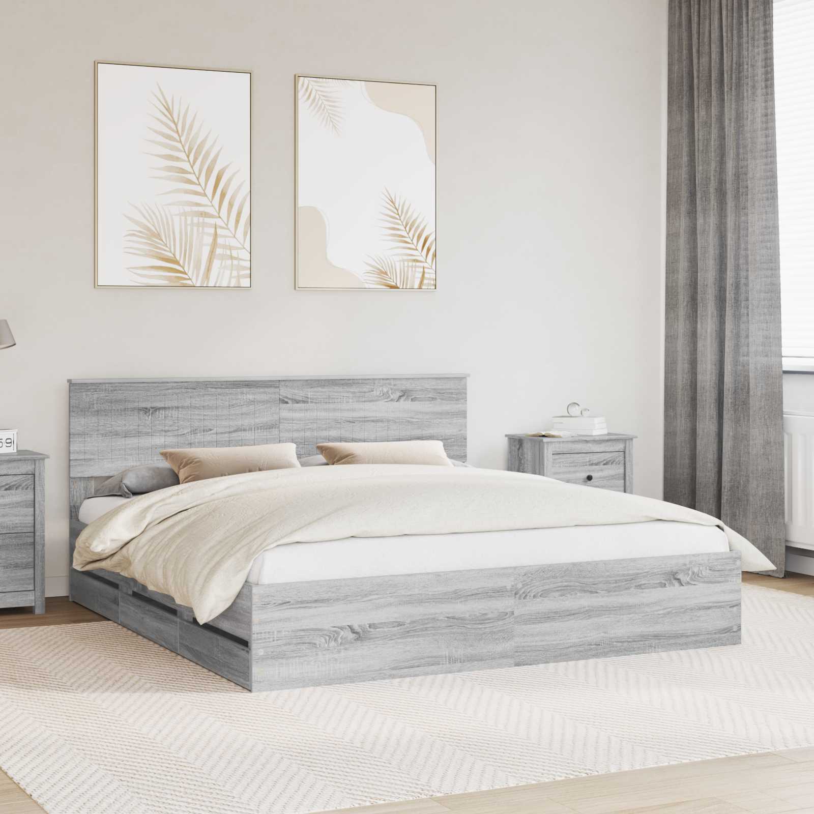 Bettrahmen Graues Sonoma 180 x 200 cm Ingenieurs Holz