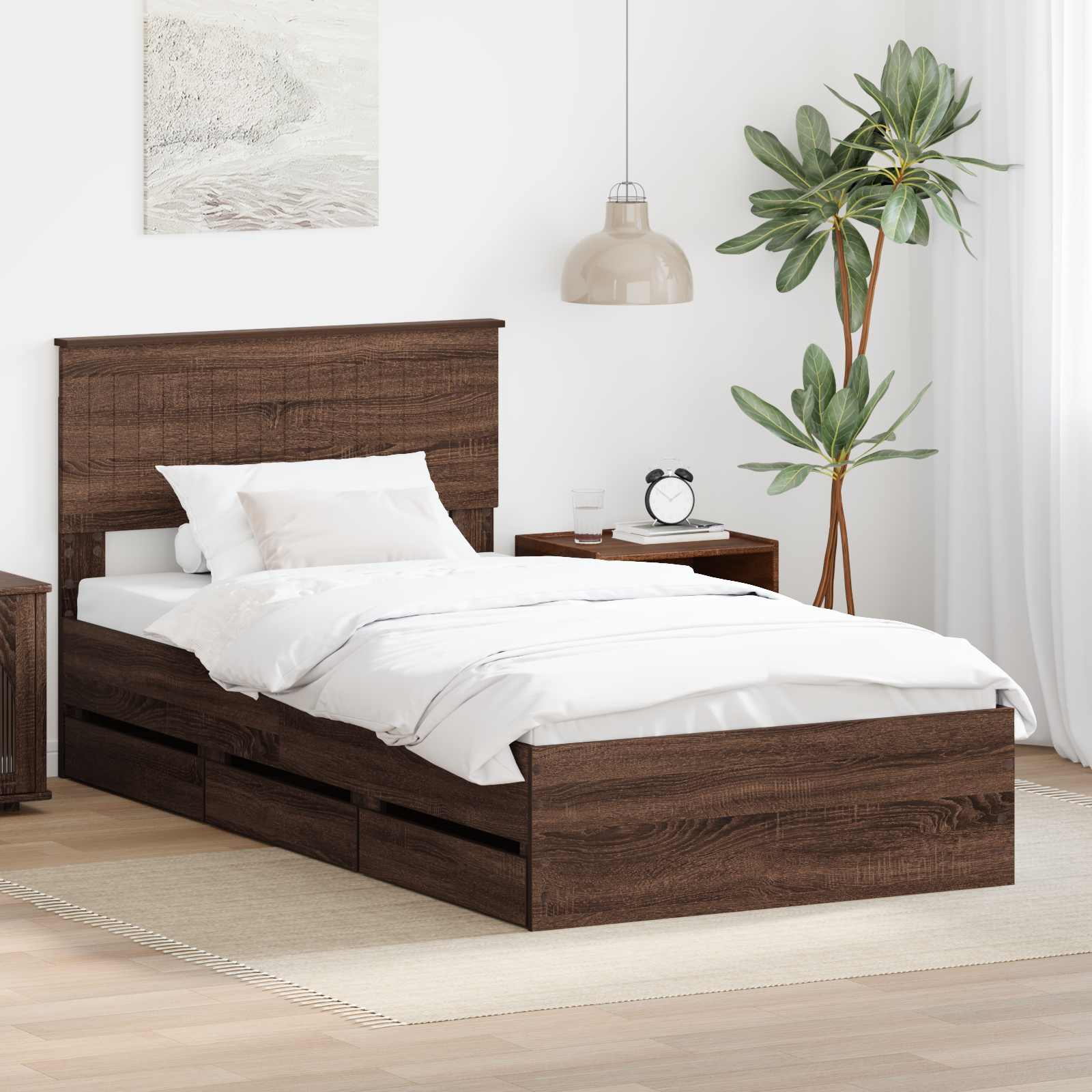 Bettrahmen Braun Eichen-Optik 100 x 200 cm Ingenieurs Holz