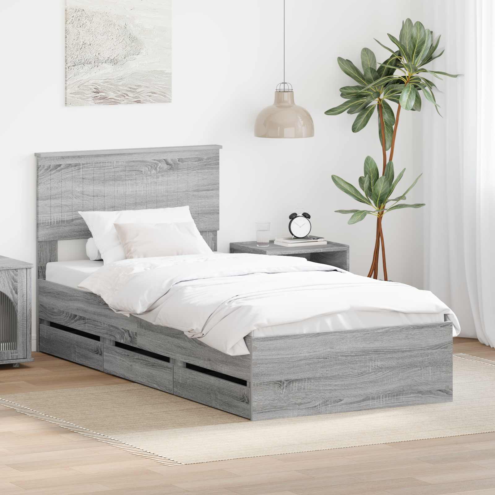 Bettrahmen Graues Sonoma 90 x 200 cm Ingenieurs Holz