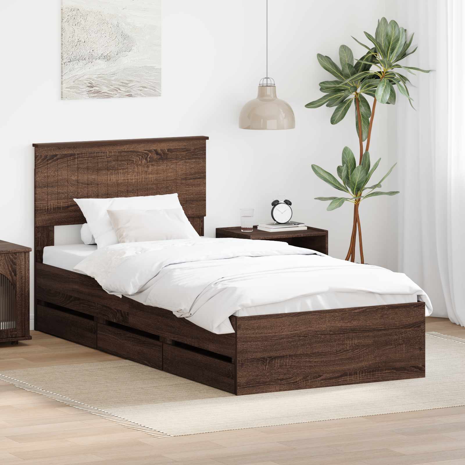 Bettrahmen Braun Eichen-Optik 90 x 190 cm Ingenieurs Holz
