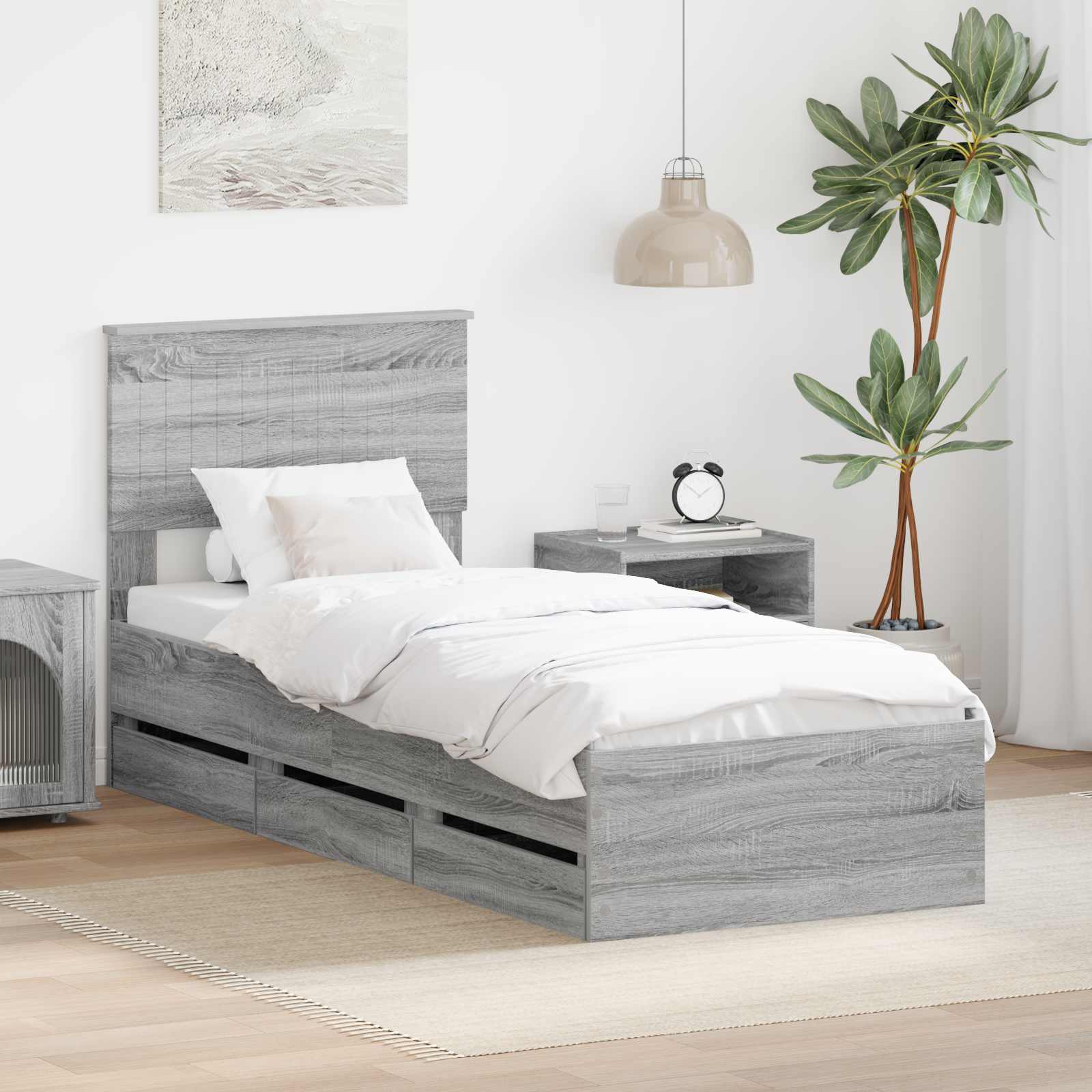 Bettrahmen Graues Sonoma 75 x 190 cm Ingenieurs Holz