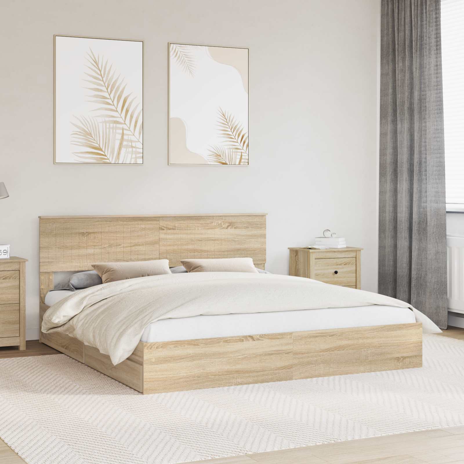 Aufbewahrungsbett Sonoma-Eiche 180 x 200 cm Holzwerkstoff