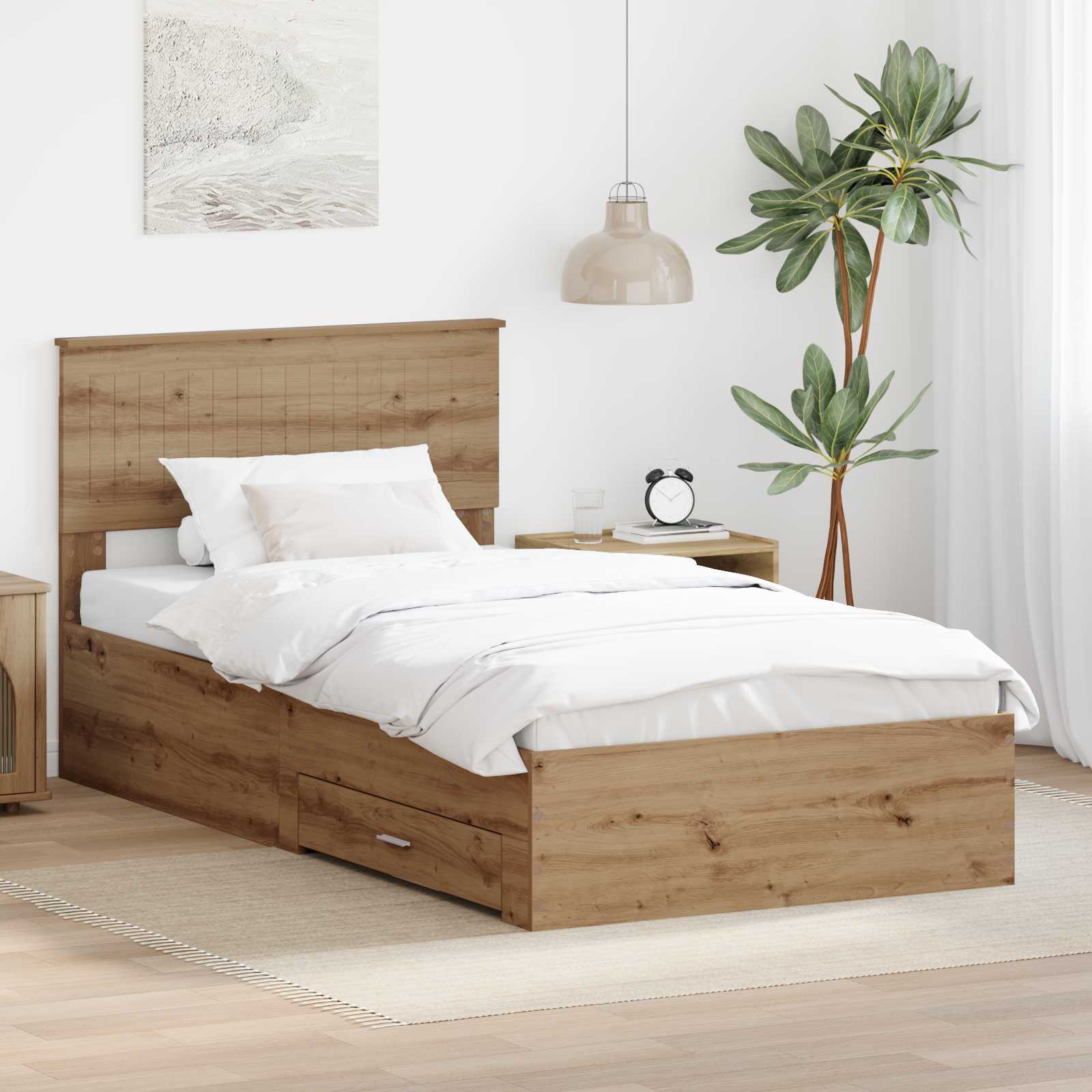 Bettrahmen Artisan-Eiche 100 x 200 cm Holzwerkstoff
