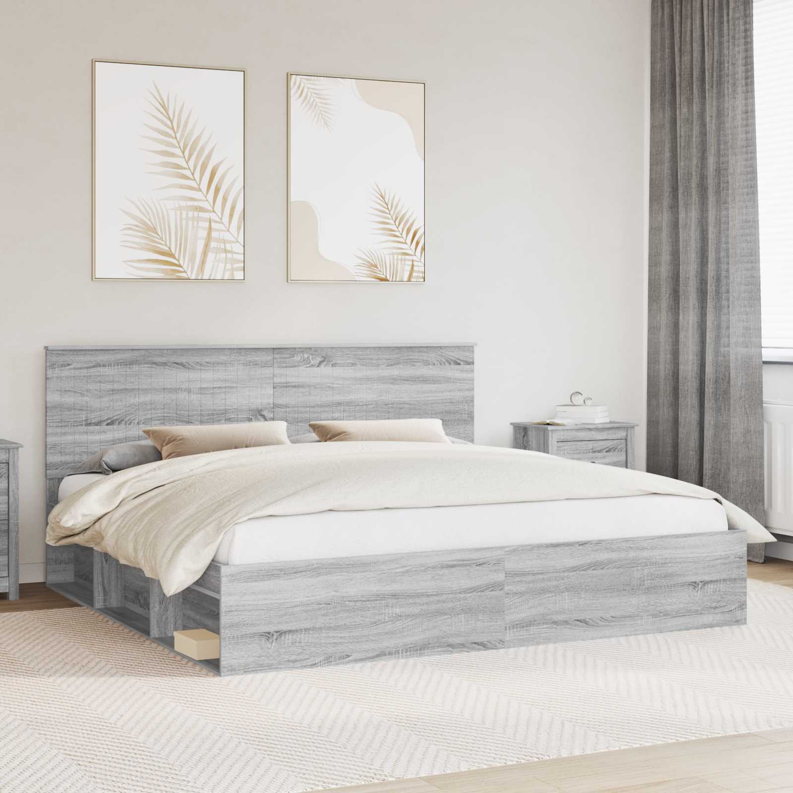 Bettrahmen Sonoma-Grau 200 x 200 cm Massives Kiefernholz