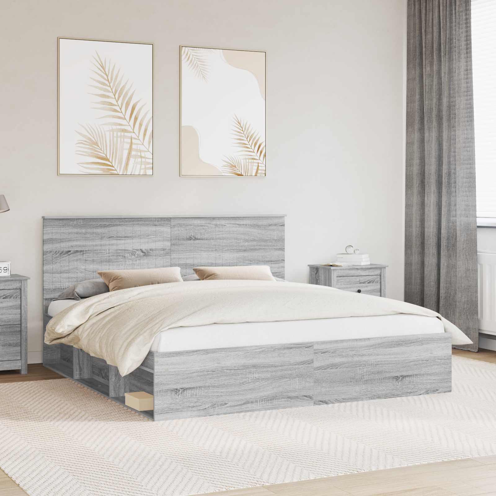 Bettrahmen Sonoma-Grau 180 x 200 cm Massives Kiefernholz