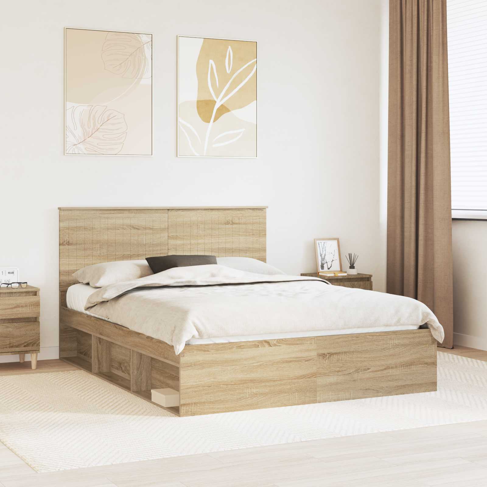 Bettrahmen Sonoma-Eiche 150 x 200 cm Massives Kiefernholz
