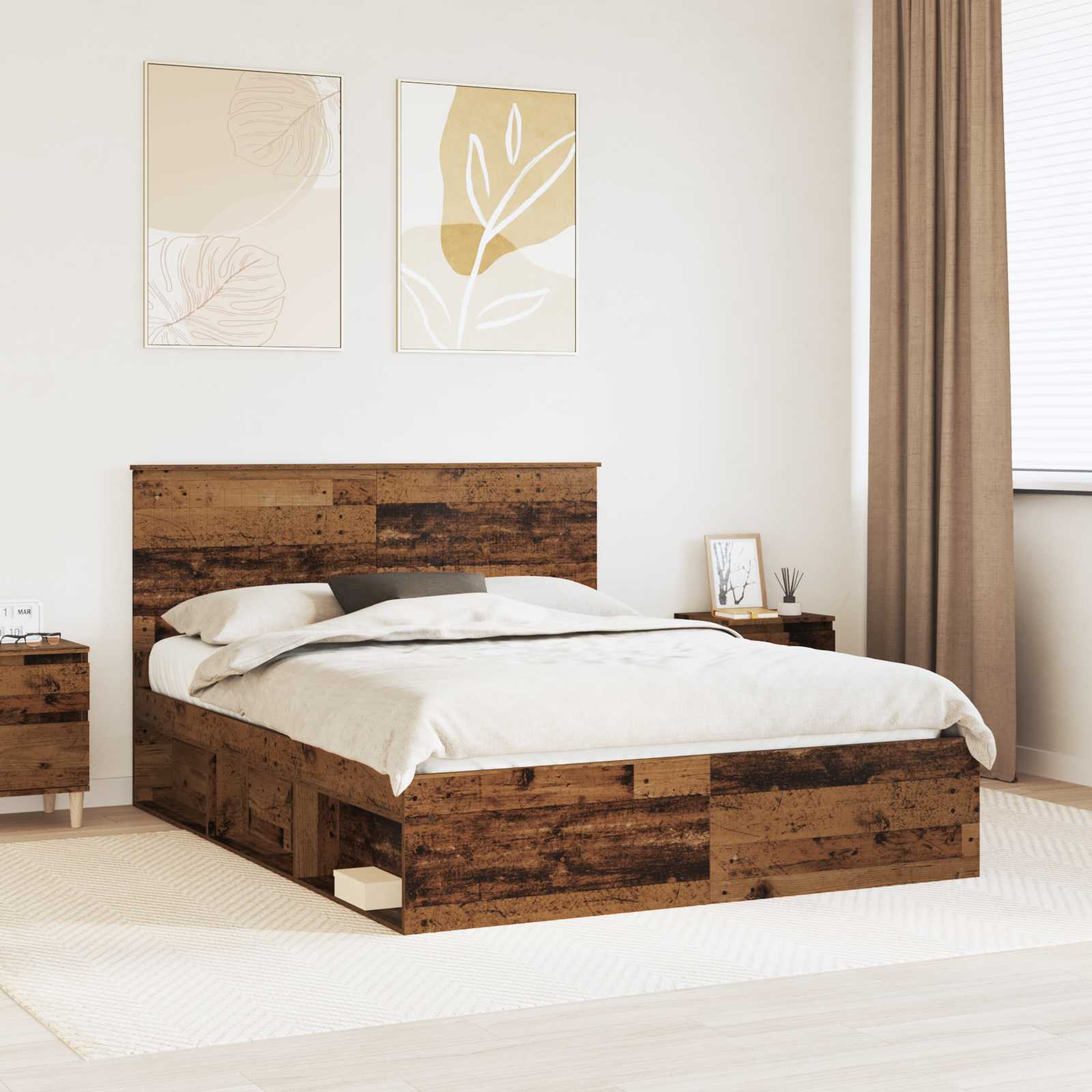 Bettrahmen Altholz 150 x 200 cm Massives Kiefernholz