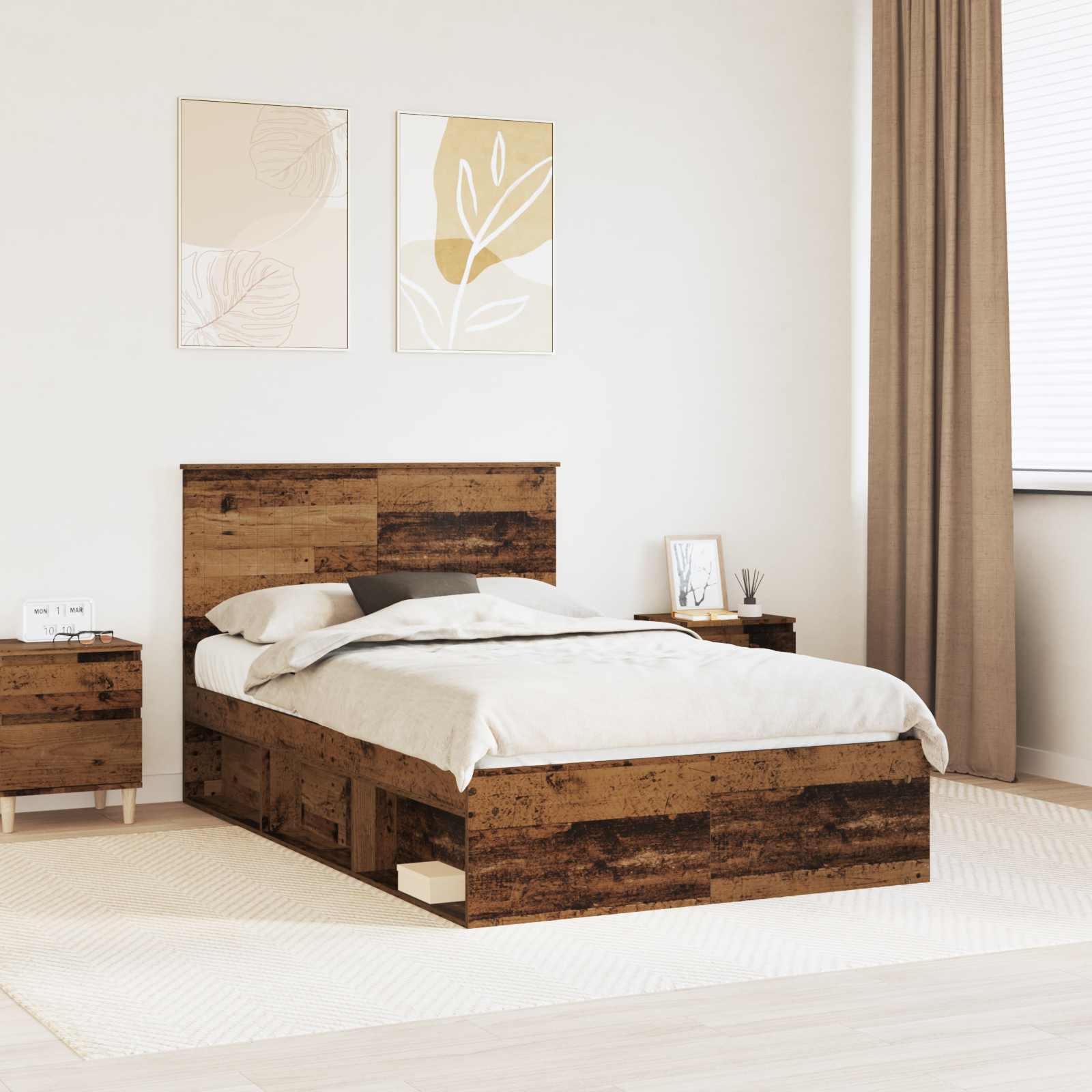 Bettrahmen Altholz 120 x 200 cm Massives Kiefernholz