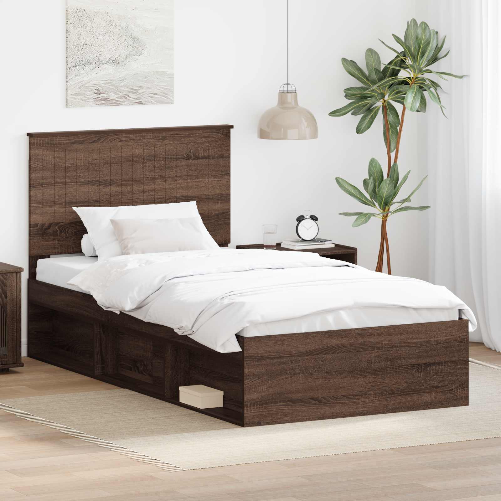 Bettrahmen Braun Eichen-Optik 100 x 200 cm Massives Kiefernholz