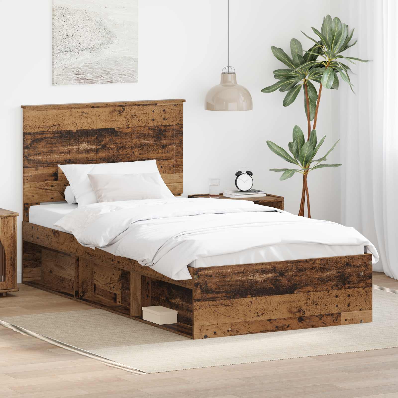 Bettrahmen Altholz 100 x 200 cm Massives Kiefernholz