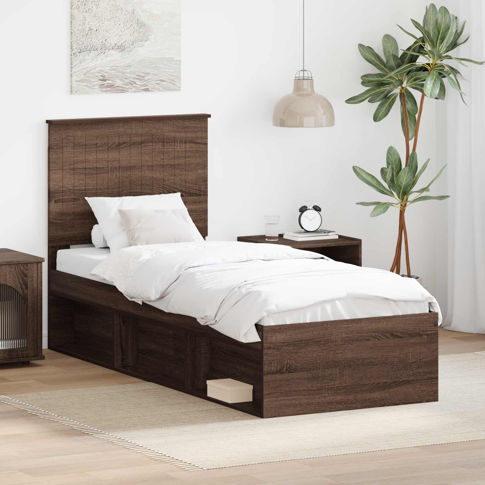 Bettrahmen Braun Eichen-Optik 75 x 190 cm Massives Kiefernholz