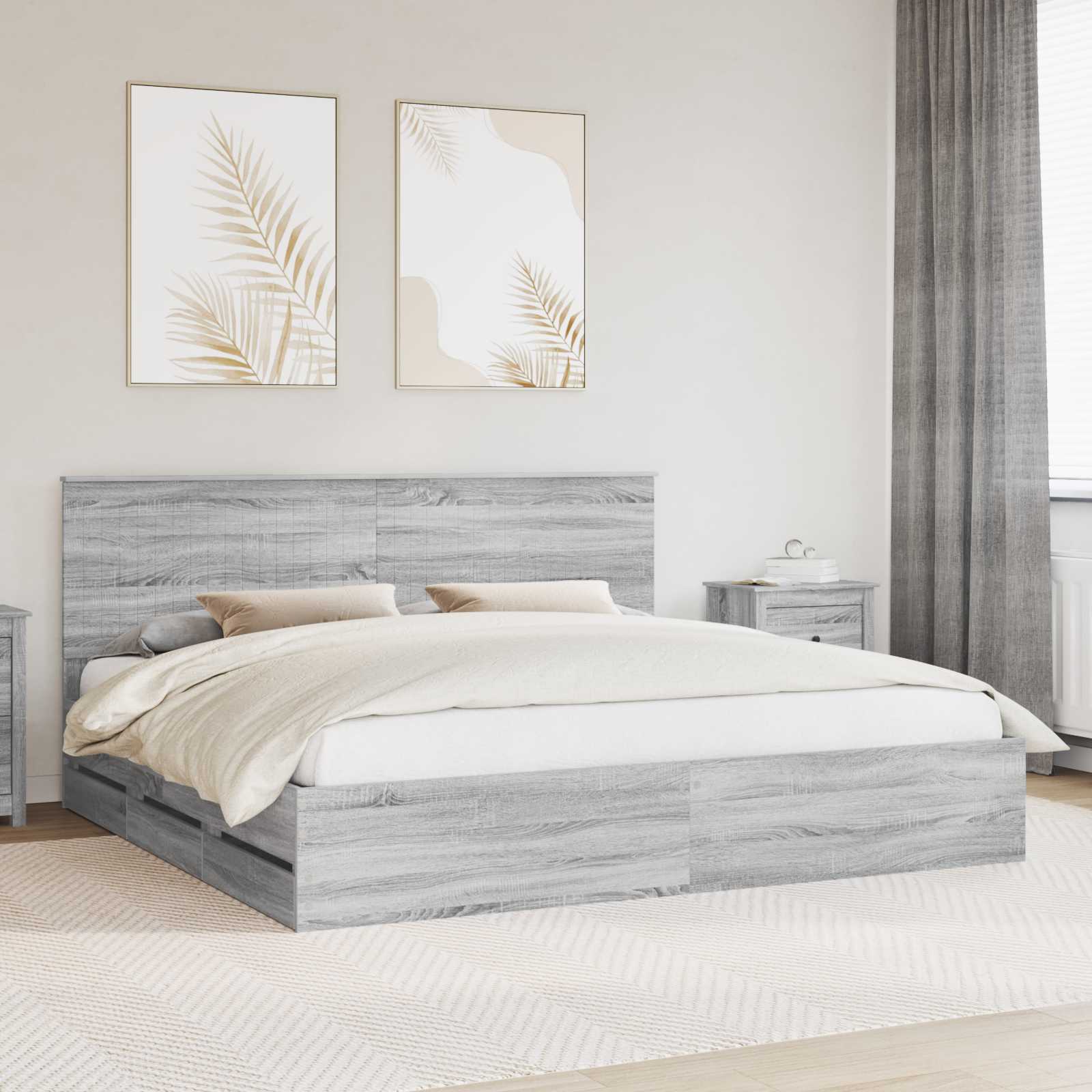 Bettrahmen Graues Sonoma 200 x 200 cm Ingenieurs Holz