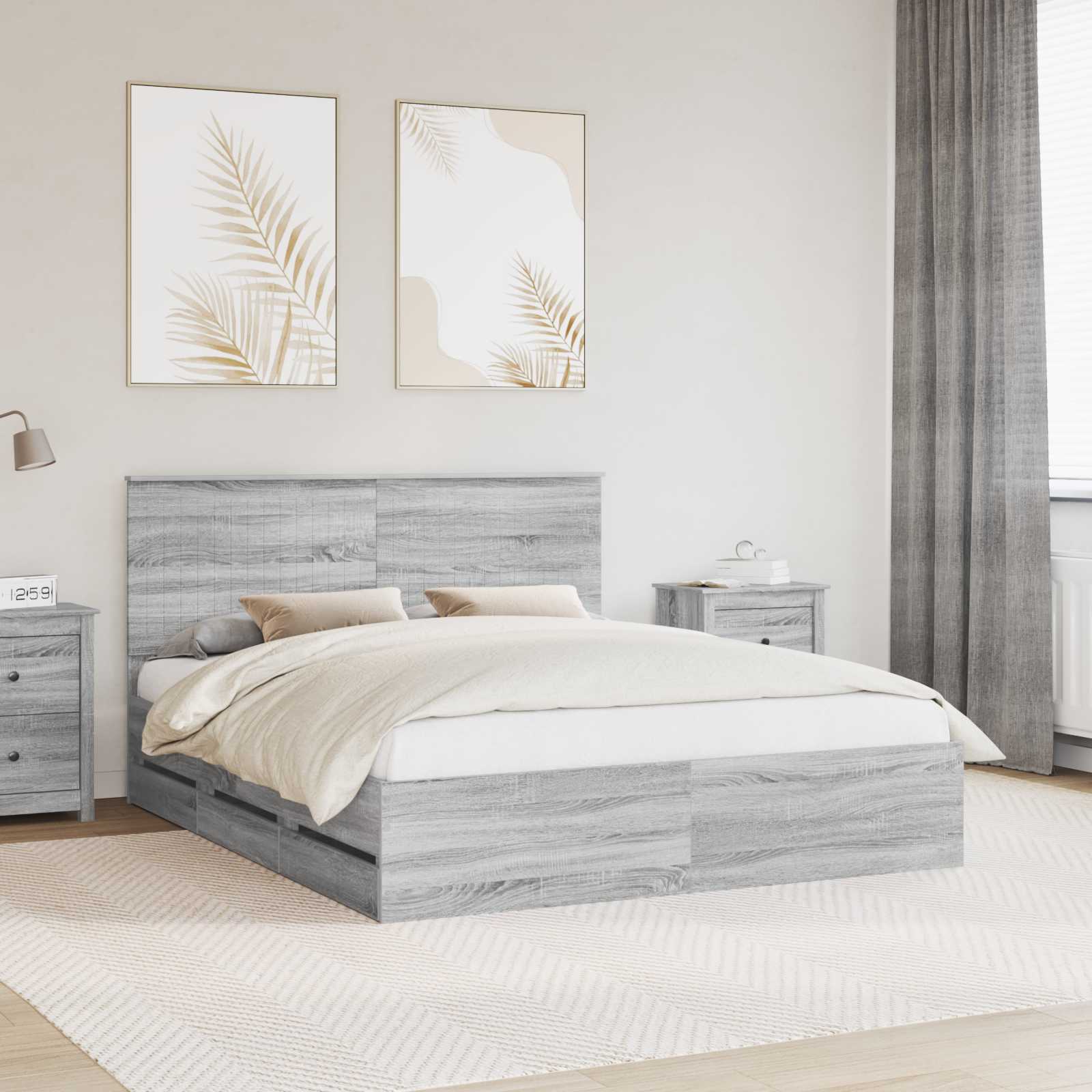 Bettrahmen Graues Sonoma 160 x 200 cm Ingenieurs Holz