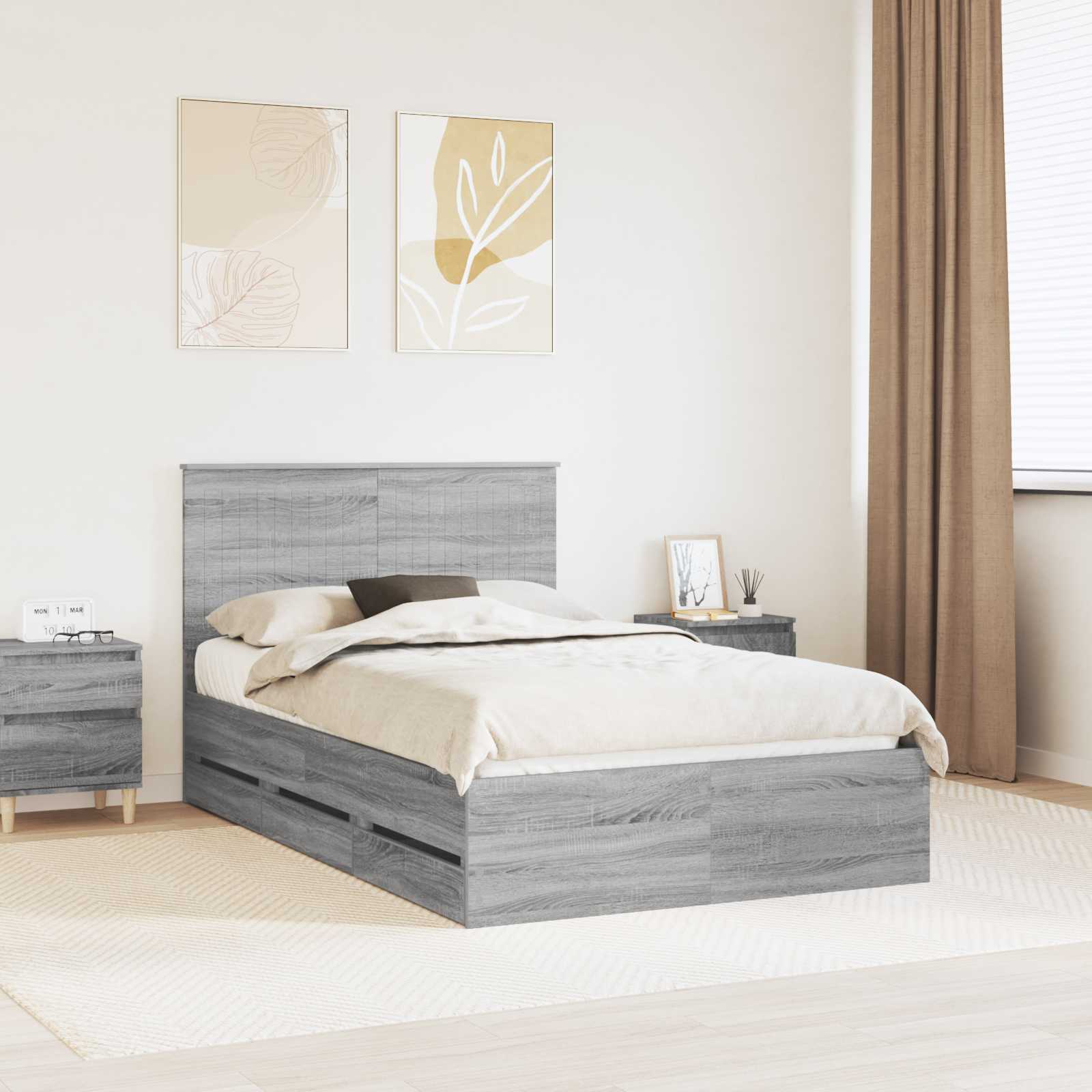 Bettrahmen Graues Sonoma 120 x 190 cm Ingenieurs Holz