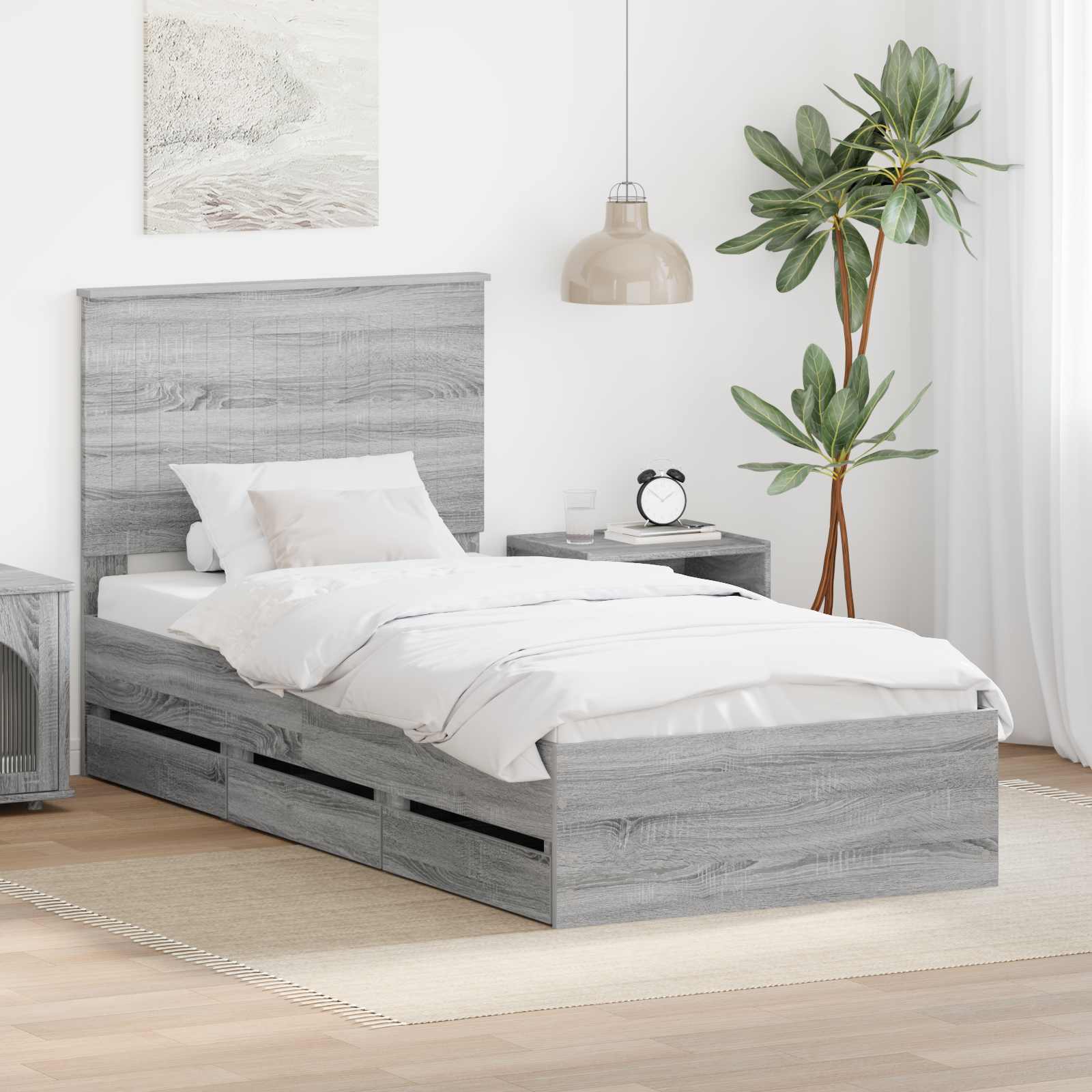 Bettrahmen Graues Sonoma 90 x 200 cm Ingenieurs Holz