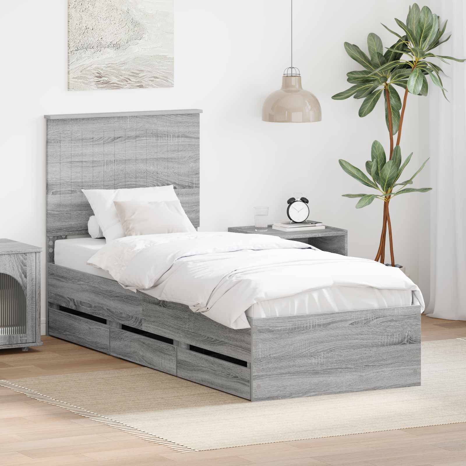 Bettrahmen Graues Sonoma 75 x 190 cm Ingenieurs Holz