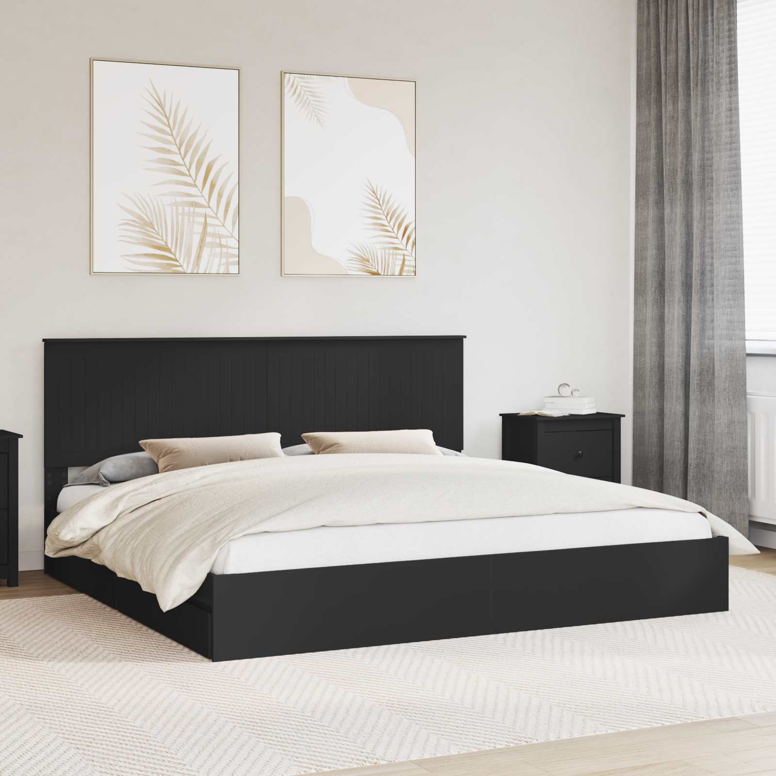 Aufbewahrungsbett Schwarz 200 x 200 cm Holzwerkstoff