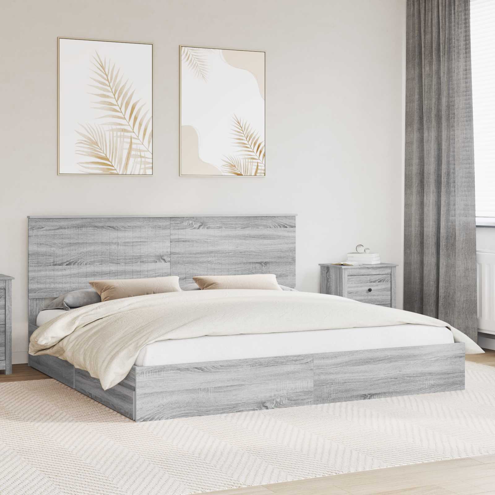 Aufbewahrungsbett Sonoma-Grau 200 x 200 cm Holzwerkstoff