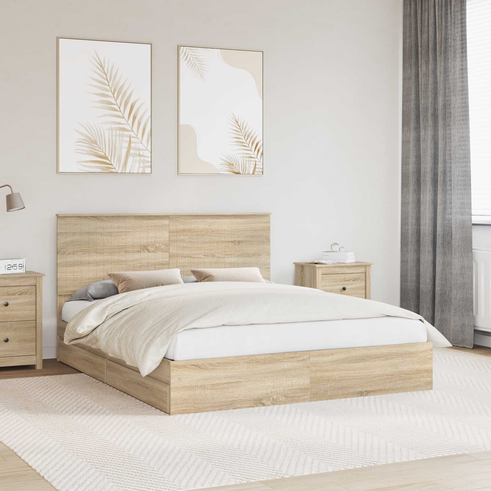 Aufbewahrungsbett Sonoma-Eiche 160 x 200 cm Holzwerkstoff