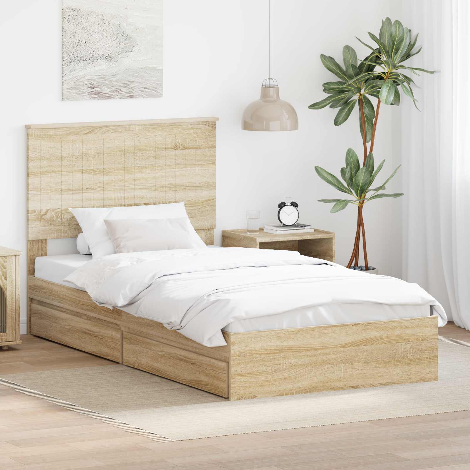 Aufbewahrungsbett Sonoma-Eiche 100 x 200 cm Holzwerkstoff