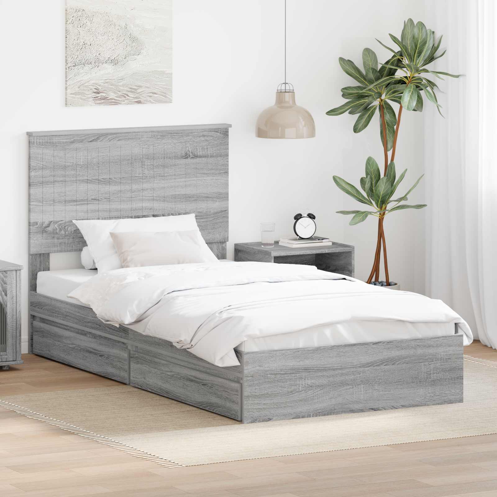 Aufbewahrungsbett Sonoma-Grau 100 x 200 cm Holzwerkstoff