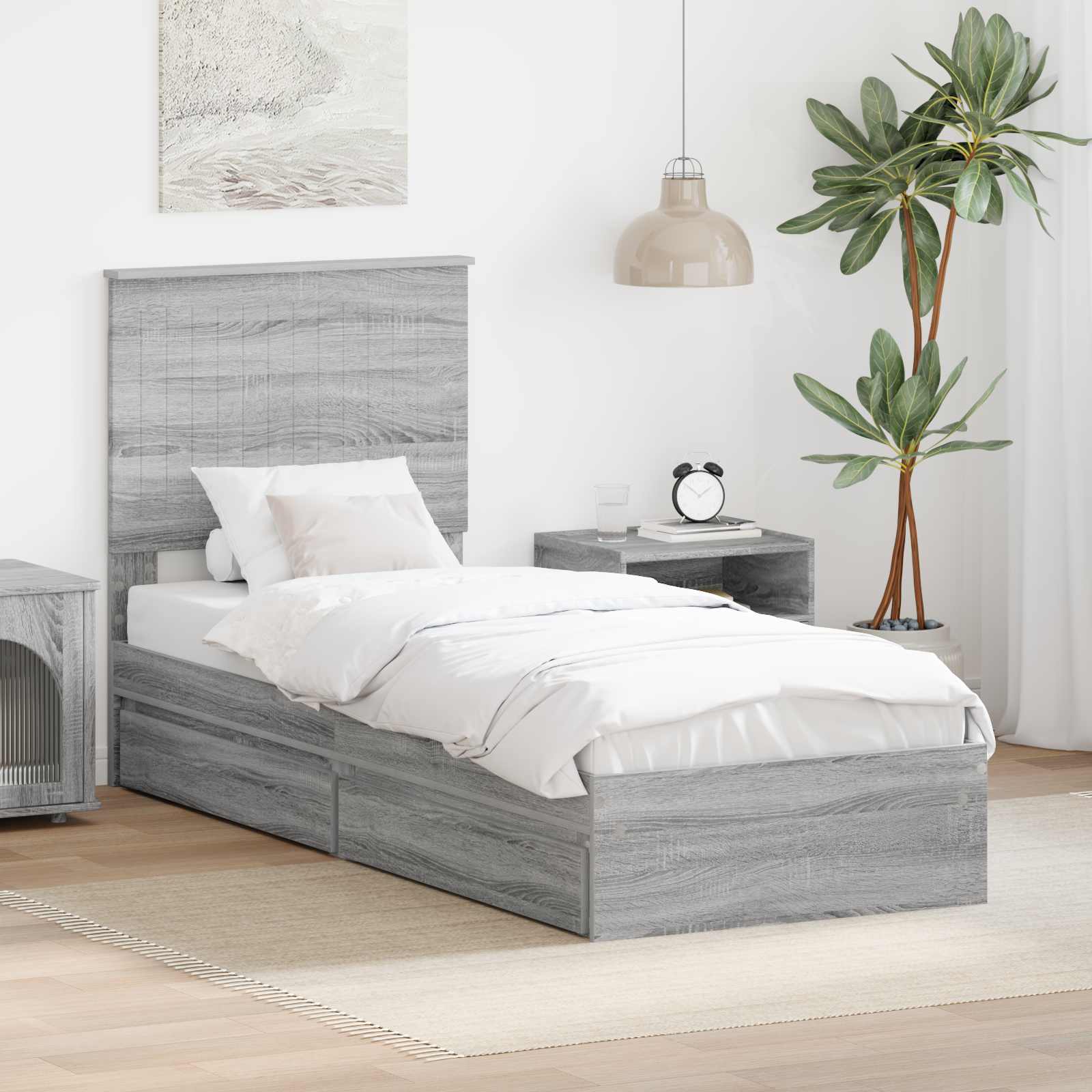 Aufbewahrungsbett Sonoma-Grau 75 x 190 cm Holzwerkstoff