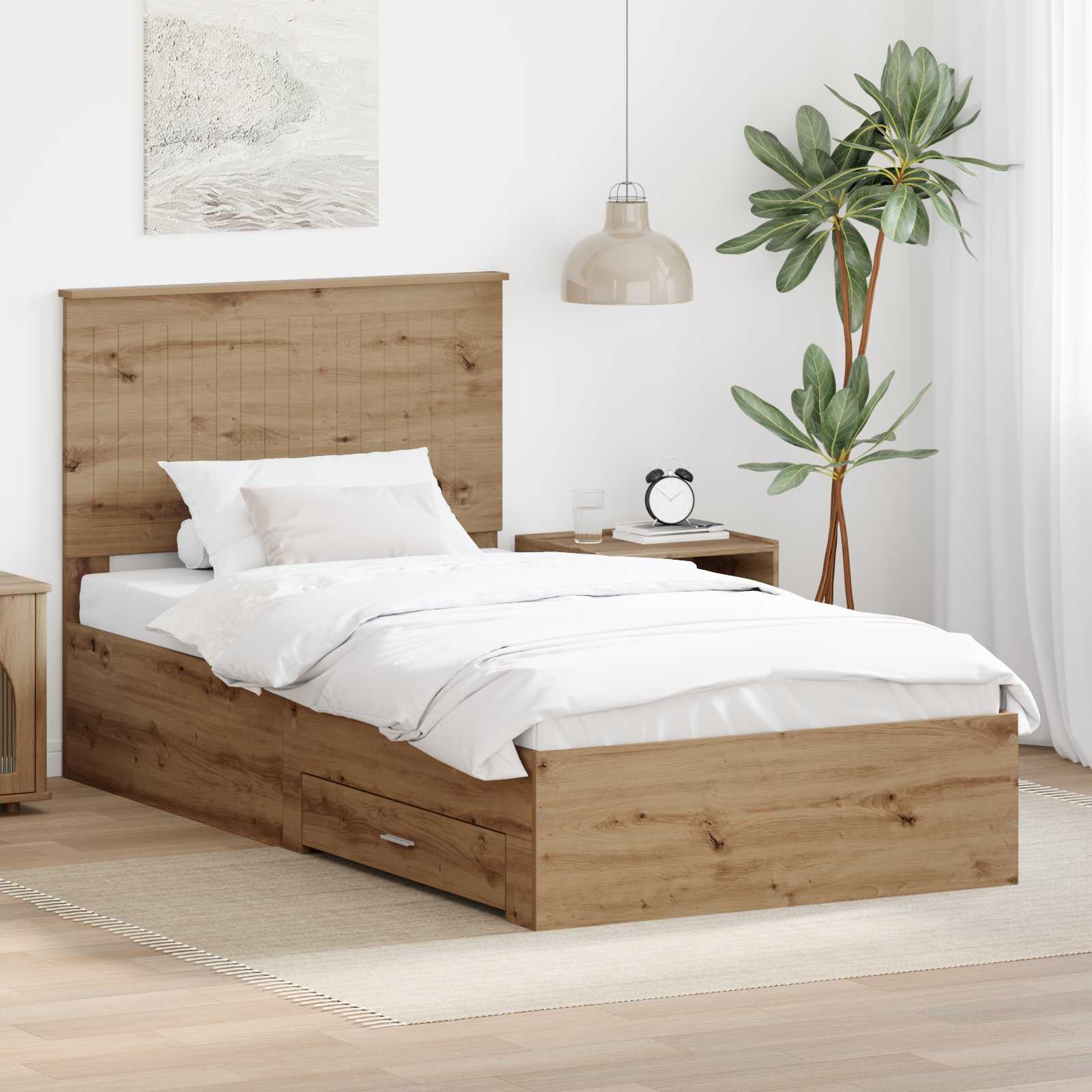 Bettrahmen Artisan-Eiche 100 x 200 cm Holzwerkstoff