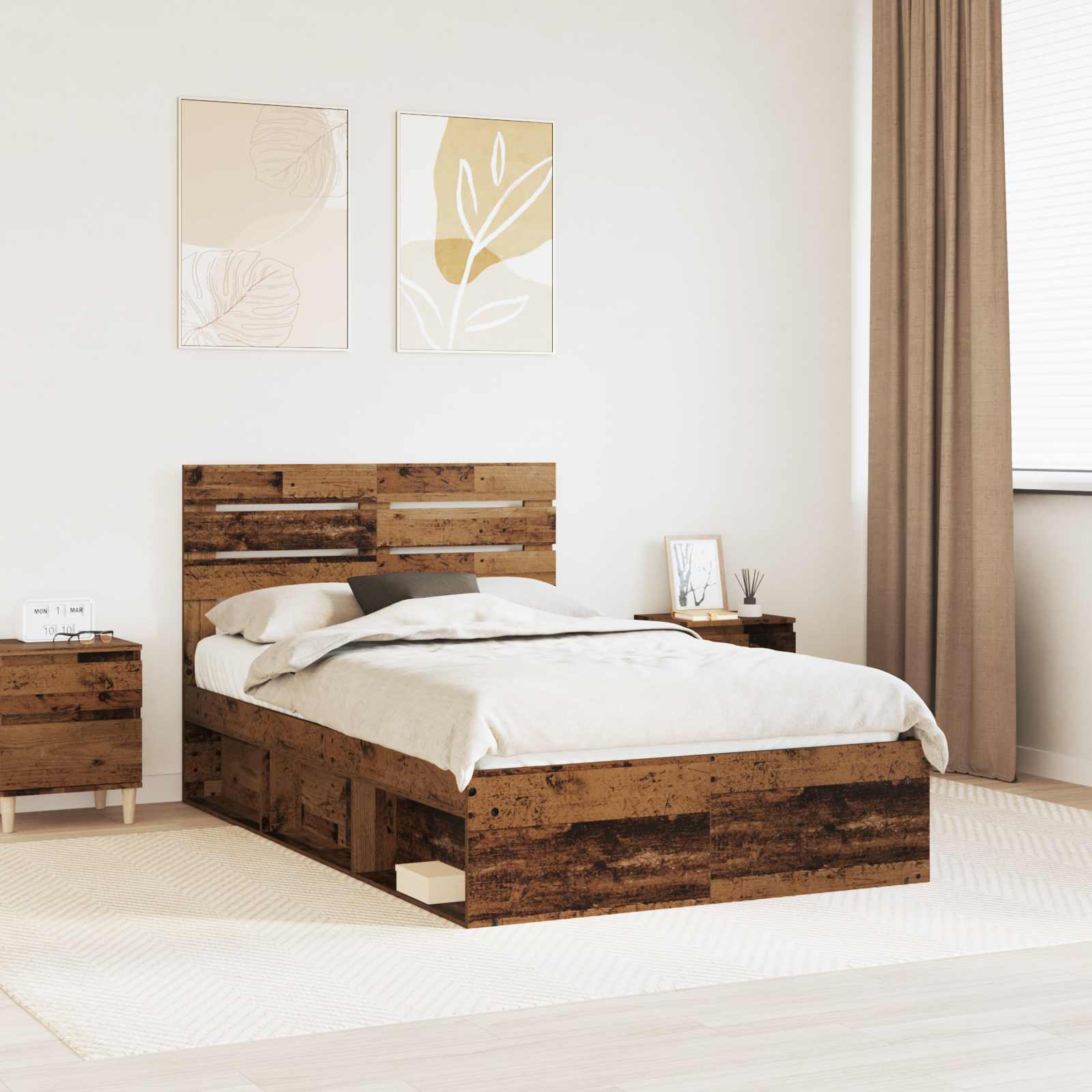 Bettrahmen Altholz 135 x 190 cm Massives Kiefernholz