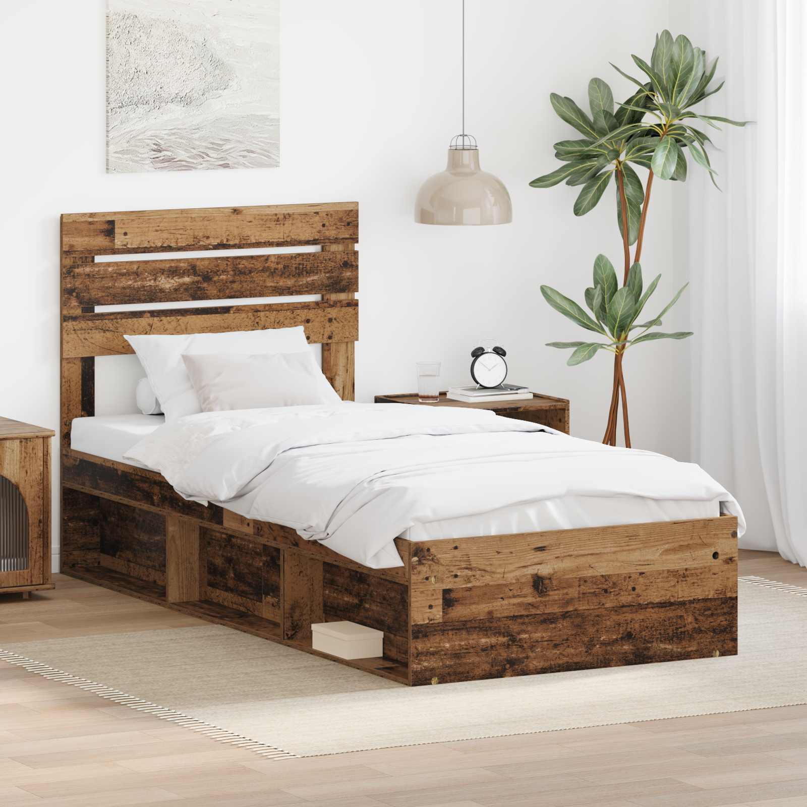 Bettrahmen Altholz 100 x 200 cm Massives Kiefernholz