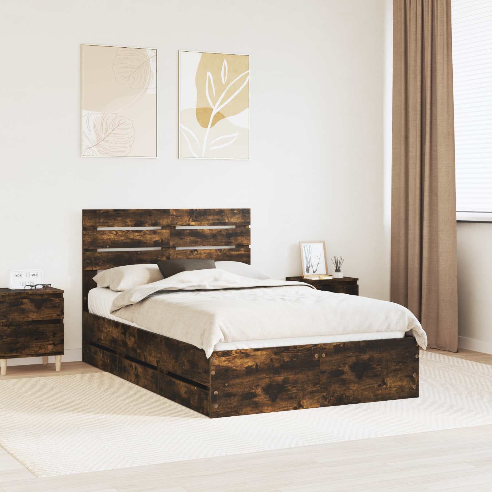 Bettrahmen Räuchereiche 120 x 190 cm Ingenieurs Holz