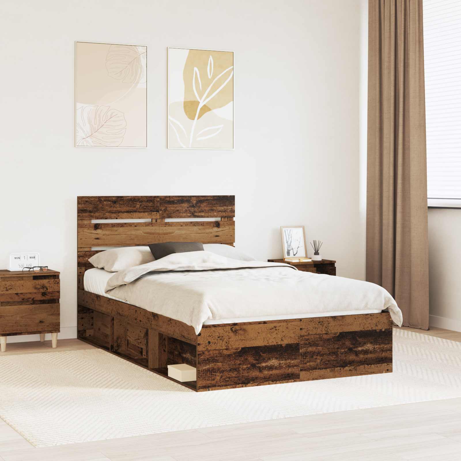 Bettrahmen Altholz 120 x 190 cm Massives Kiefernholz