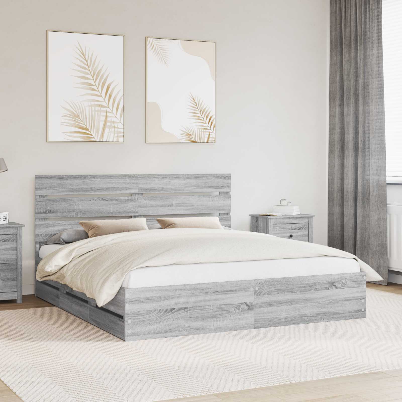 Bettrahmen Sonoma-Grau 200 x 200 cm Ingenieurs Holz