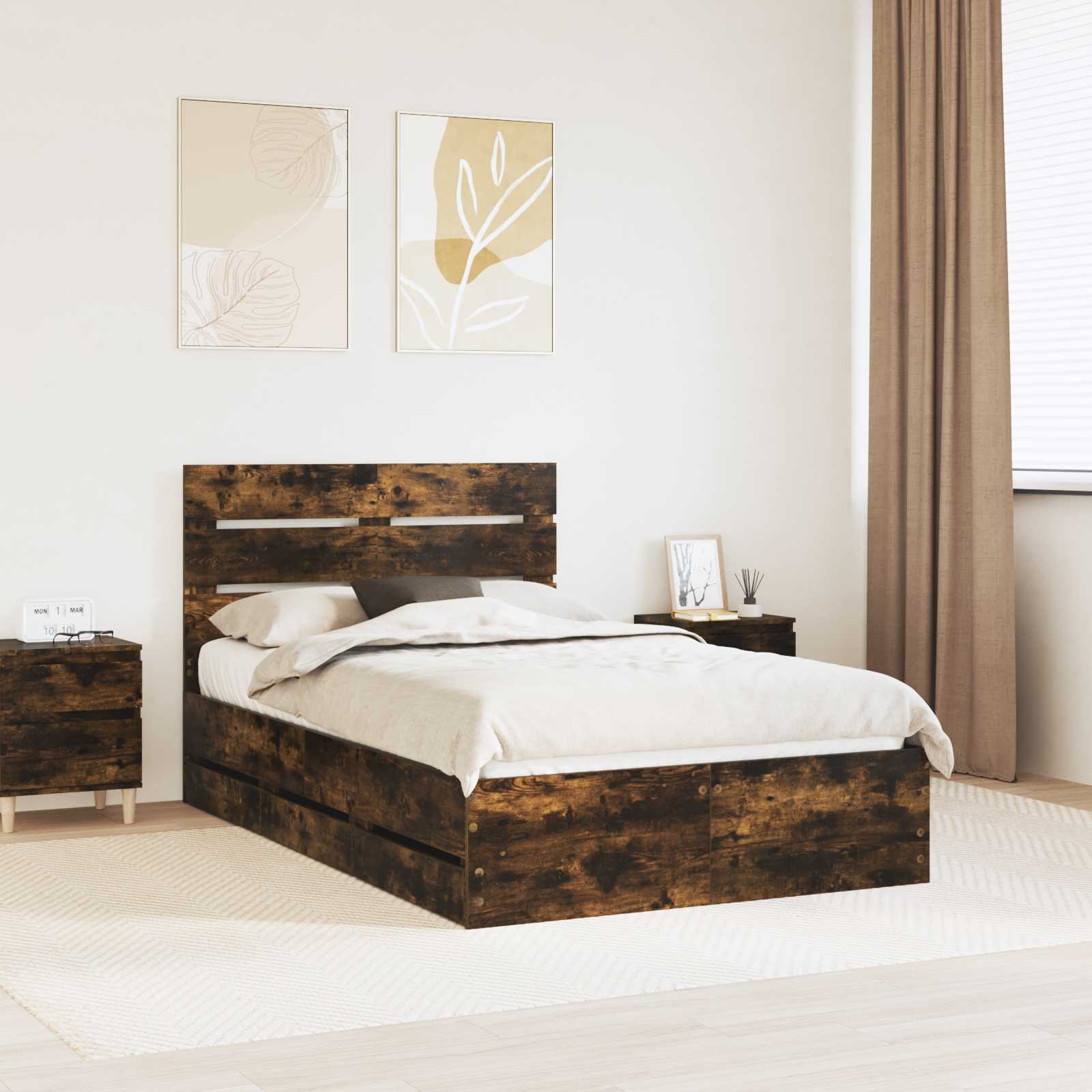 Bettrahmen Räuchereiche 120 x 190 cm Ingenieurs Holz