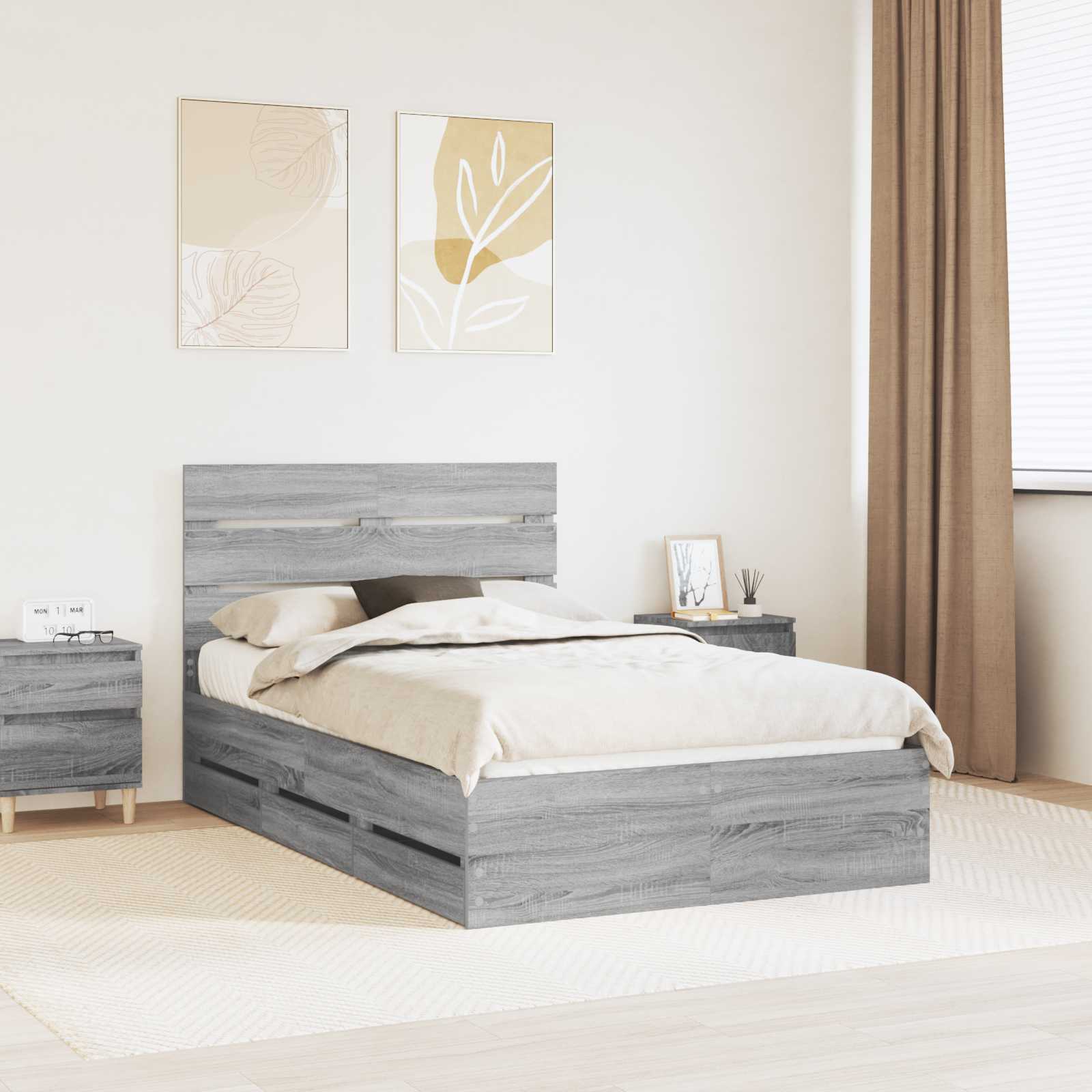 Bettrahmen Sonoma-Grau 120 x 190 cm Ingenieurs Holz
