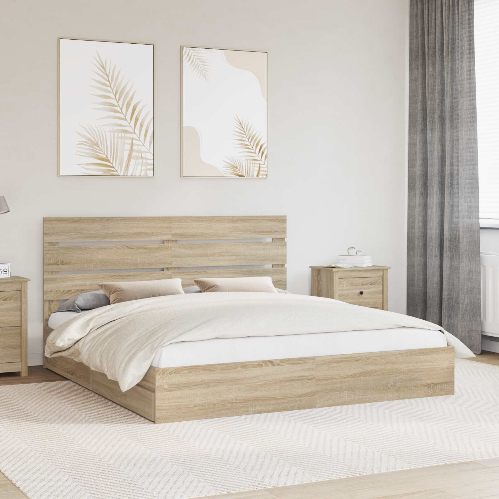 Aufbewahrungsbett Sonoma-Eiche 180 x 200 cm Holzwerkstoff