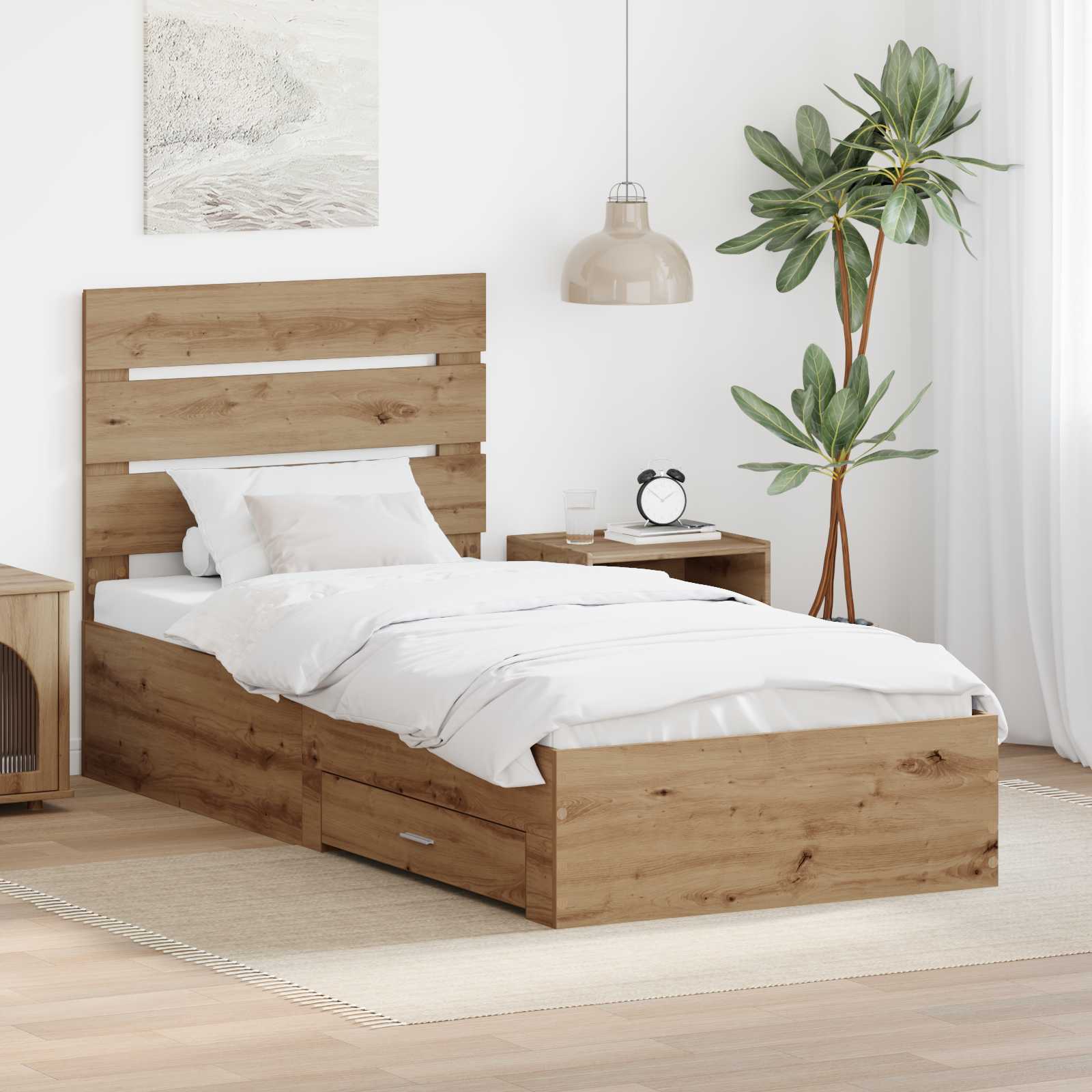 Bettrahmen Artisan-Eiche 100 x 200 cm Holzwerkstoff