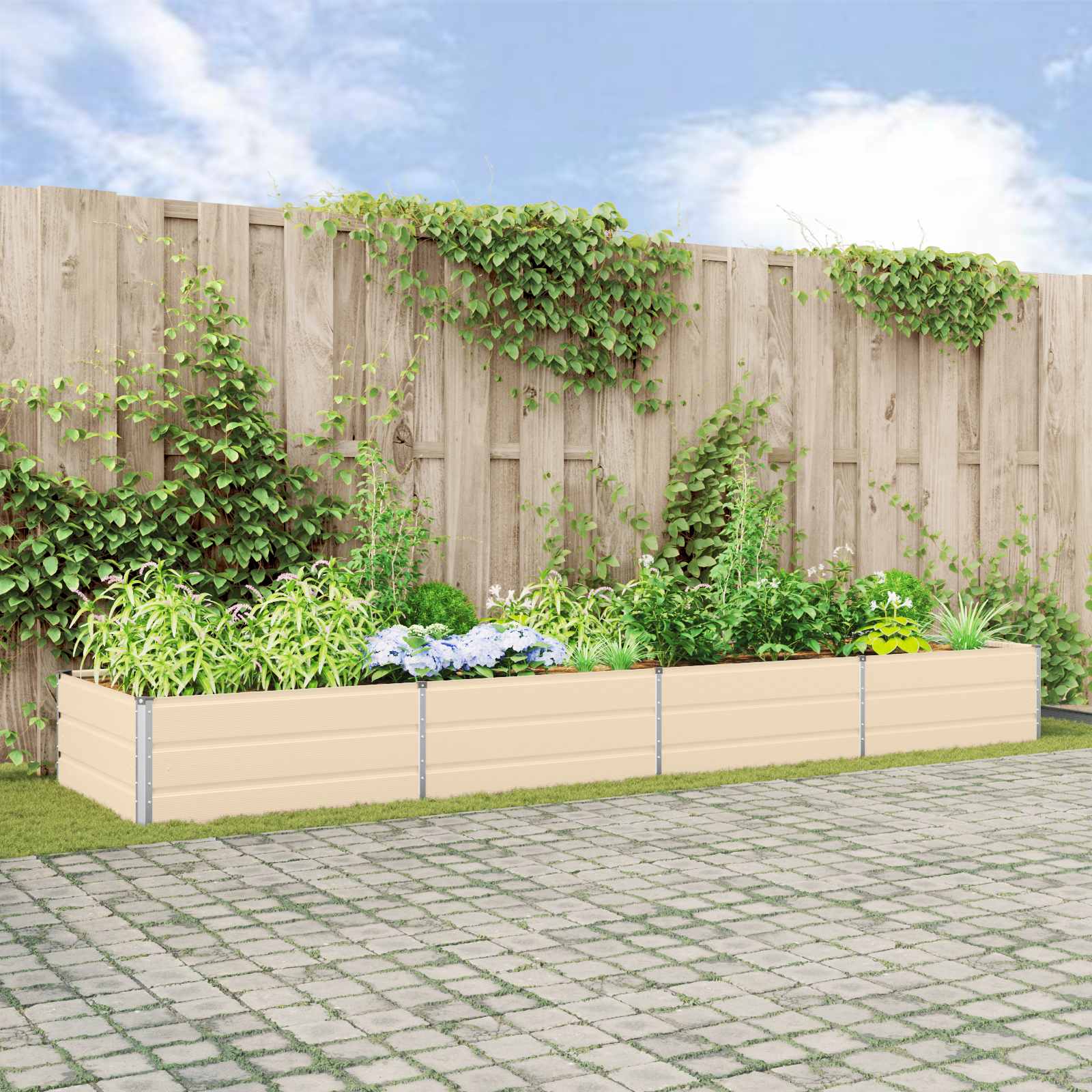 Pflanzkübel Elfenbein 385 x 100 x 45 cm Verzinkter Stahl