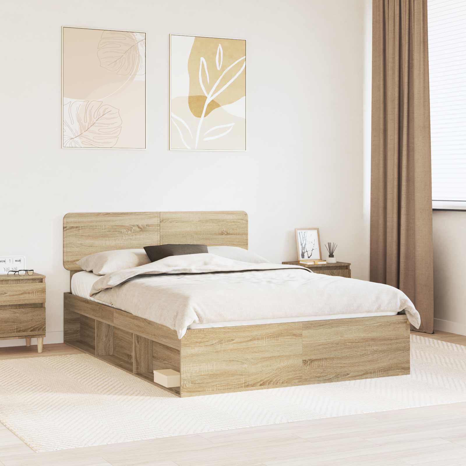 Bettrahmen Sonoma-Eiche 150 x 200 cm Massives Kiefernholz
