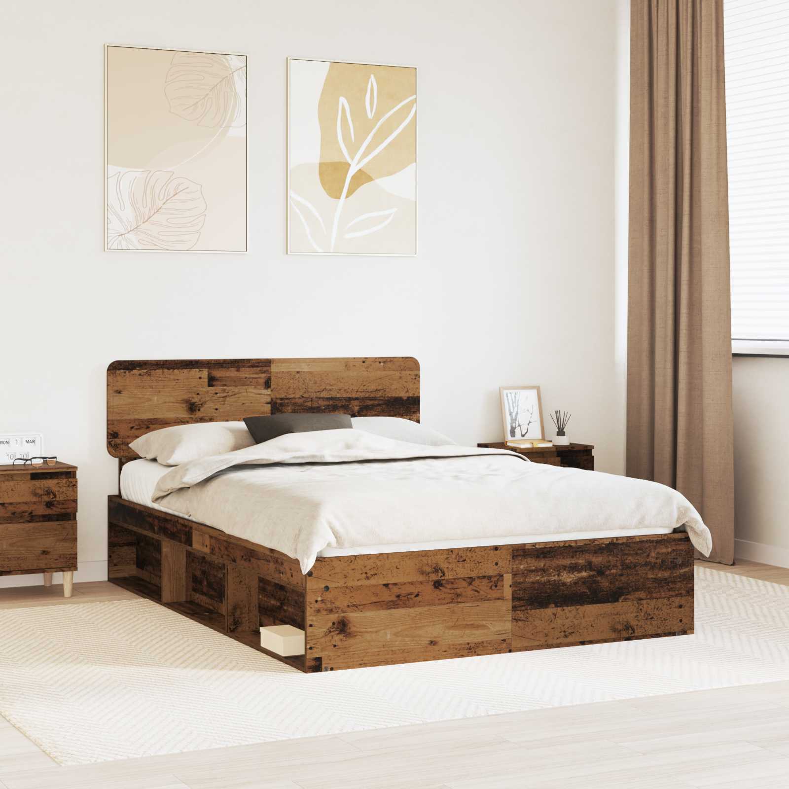 Bettrahmen Altholz 150 x 200 cm Massives Kiefernholz