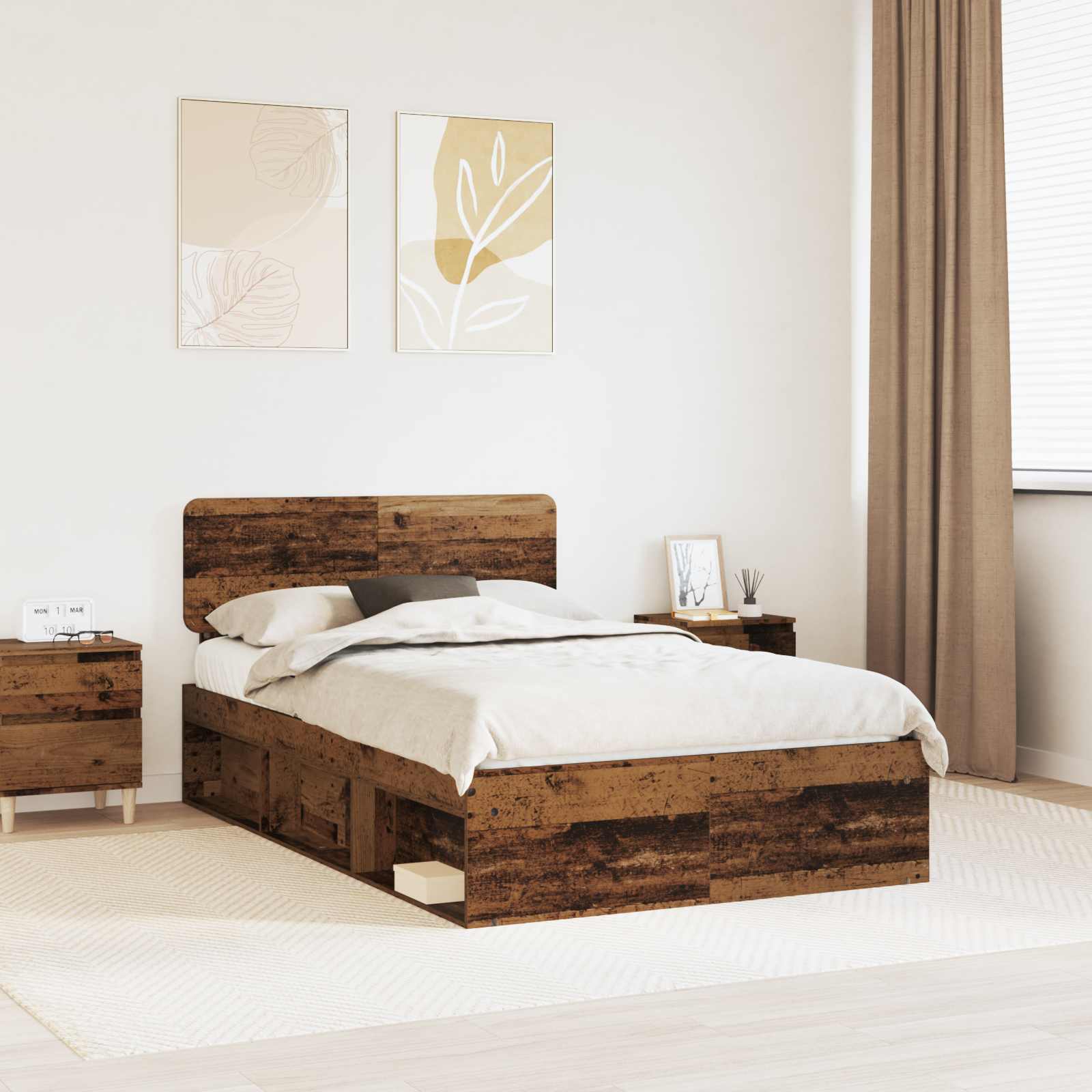 Bettrahmen Altholz 135 x 190 cm Massives Kiefernholz