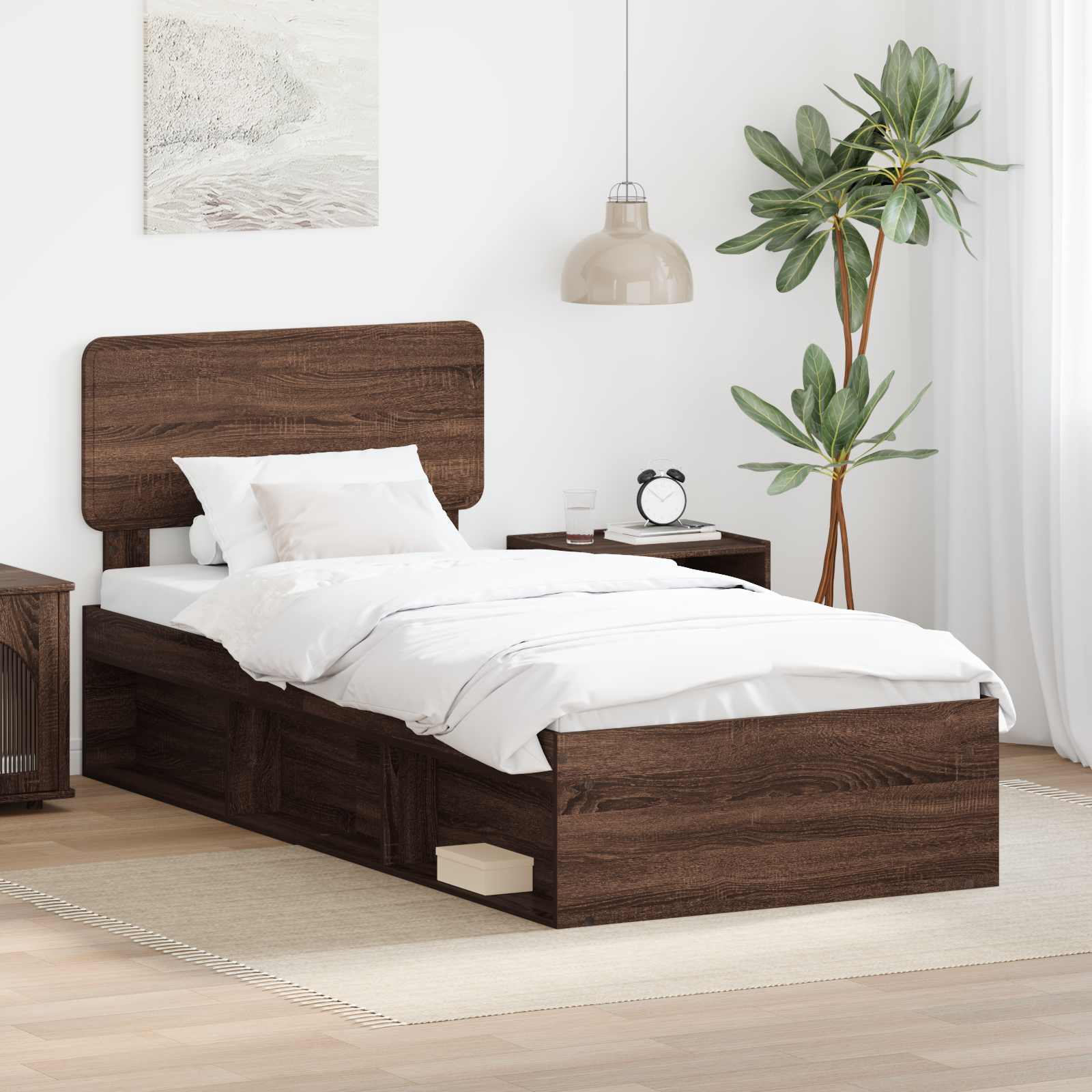 Bettrahmen Braun Eichen-Optik 100 x 200 cm Massives Kiefernholz