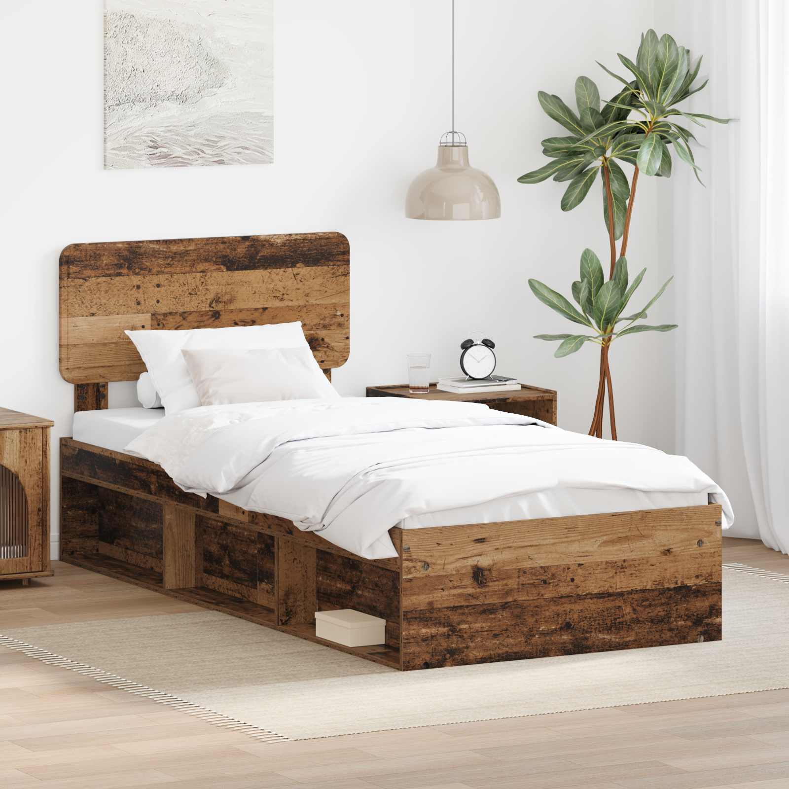 Bettrahmen Altholz 100 x 200 cm Massives Kiefernholz