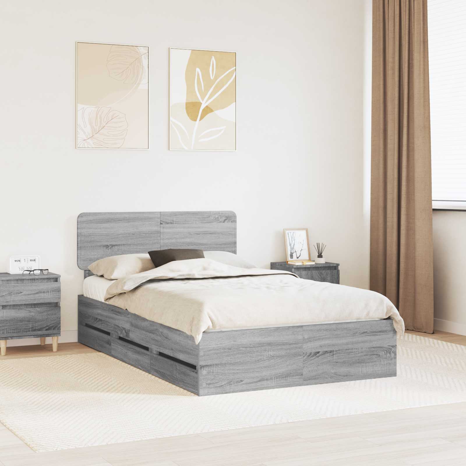 Bettrahmen Graues Sonoma 120 x 190 cm Holzwerkstoff