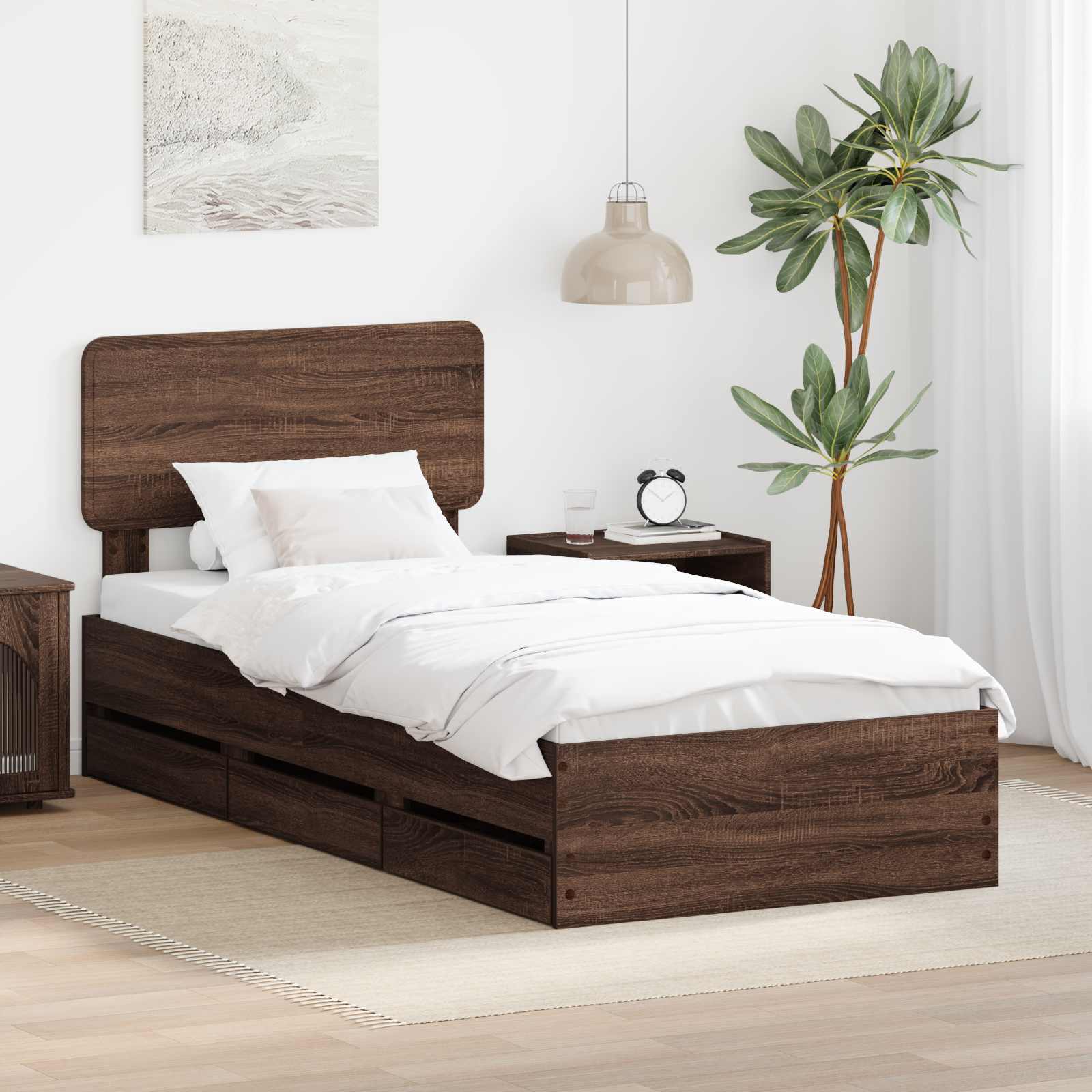 Bettrahmen Braun Eichen-Optik 75 x 190 cm Holzwerkstoff