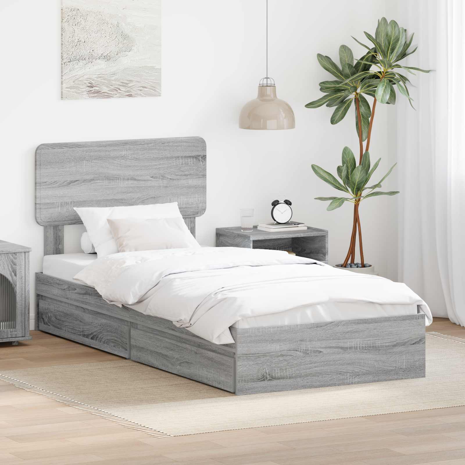Aufbewahrungsbett Graues Sonoma 100 x 200 cm Holzwerkstoff
