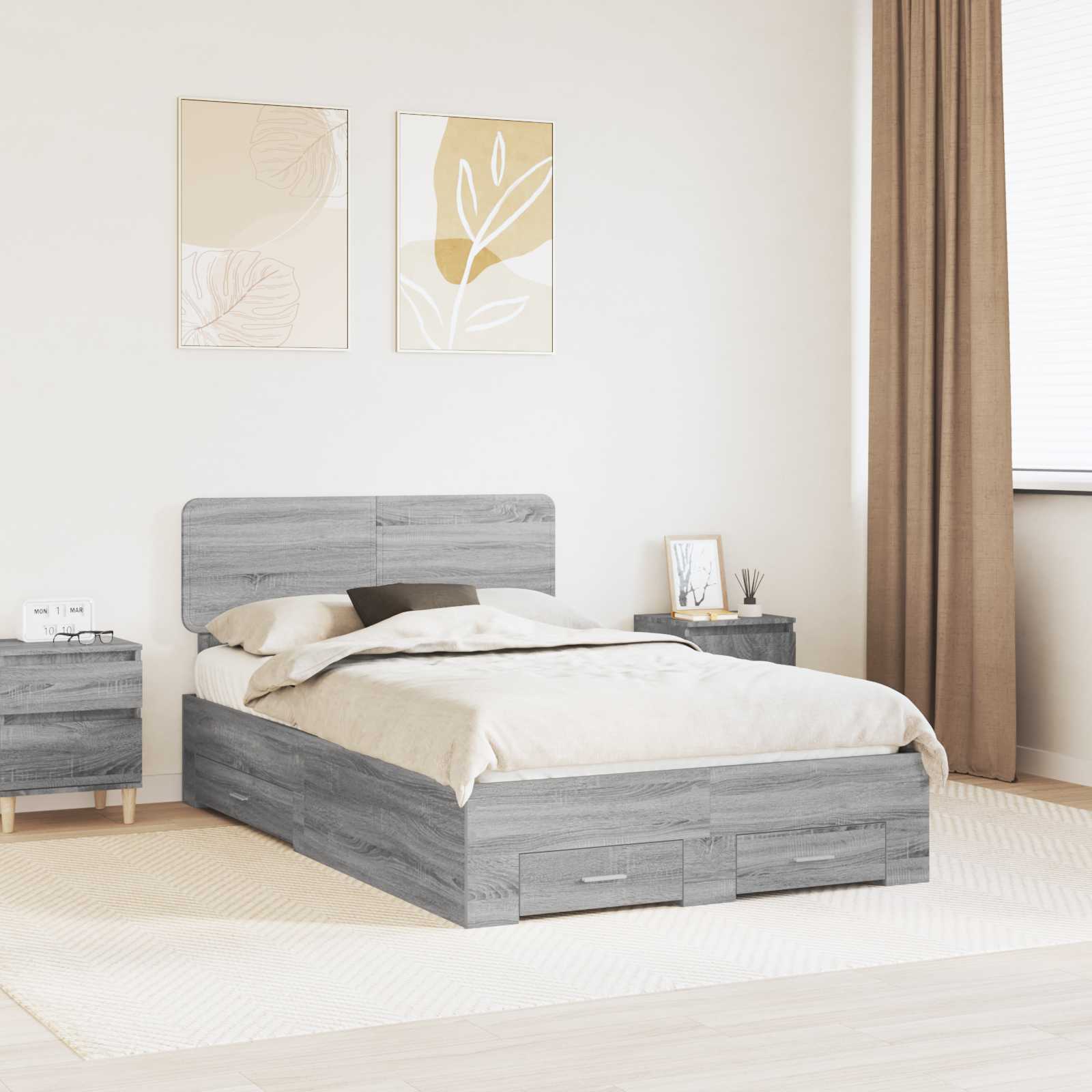 Bettrahmen Graues Sonoma 120 x 190 cm Holzwerkstoff