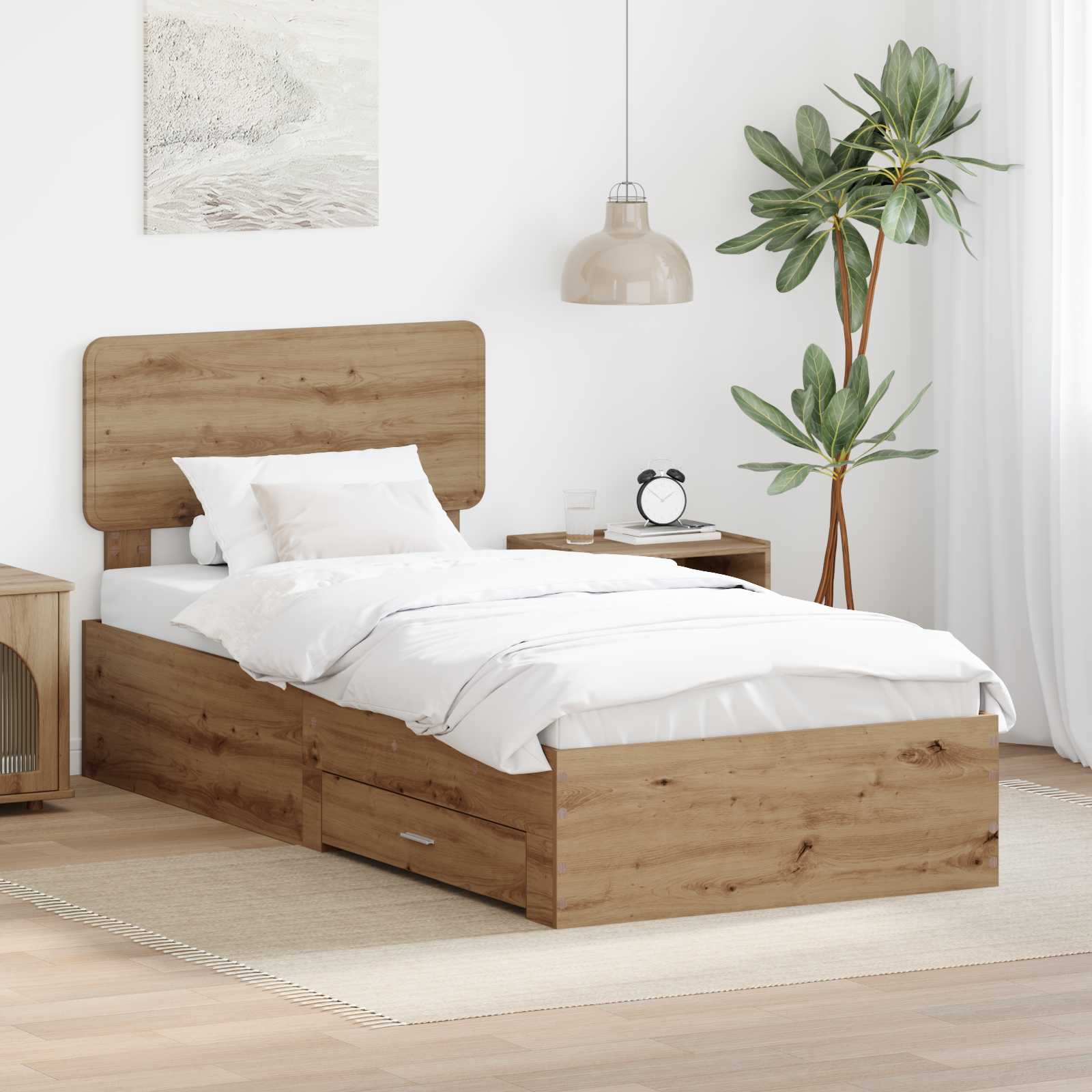 Bettrahmen Artisan-Eiche 100 x 200 cm Holzwerkstoff